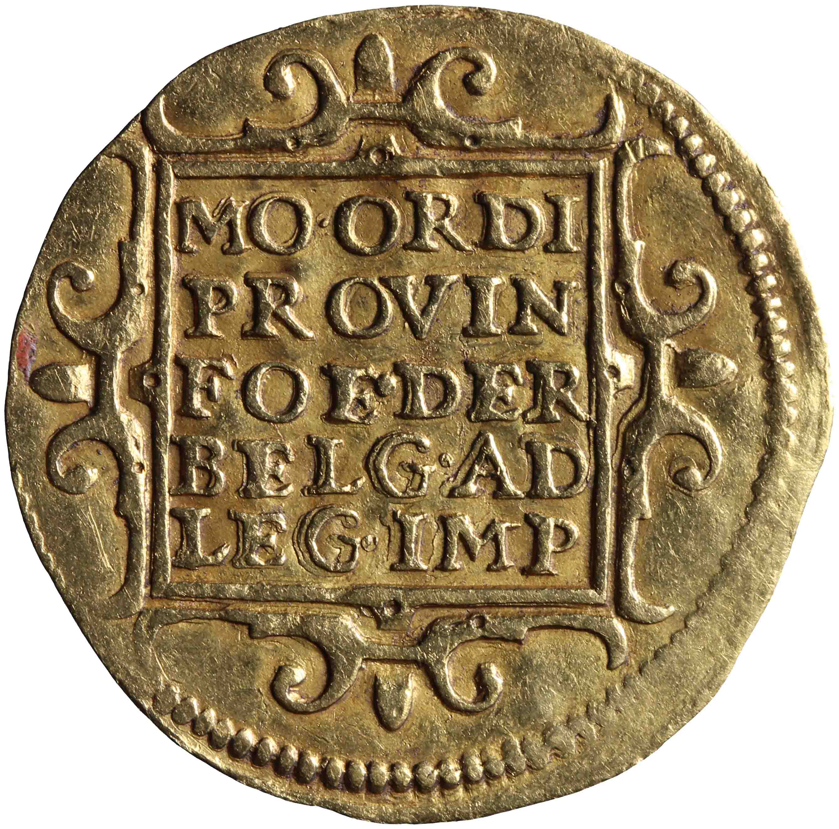 Afbeelding van de keerzijde. gouden dukaat. Inventarisnummer:HNM-03738