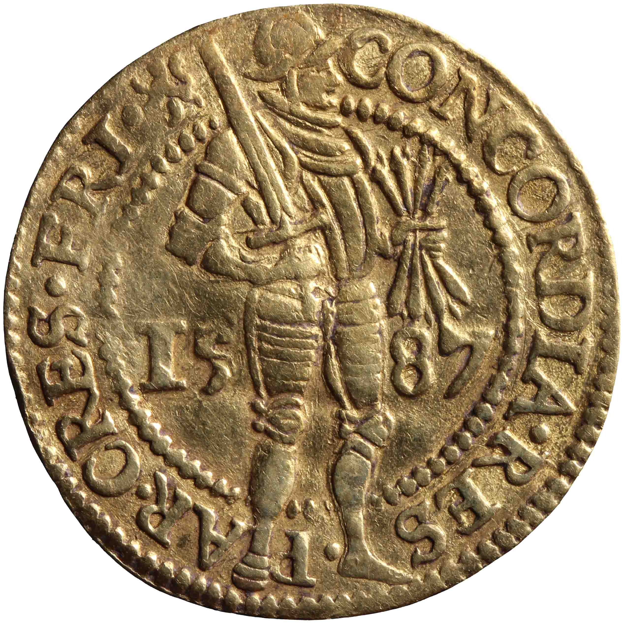 Afbeelding van de voorzijde. gouden dukaat. Inventarisnummer:HNM-03739
