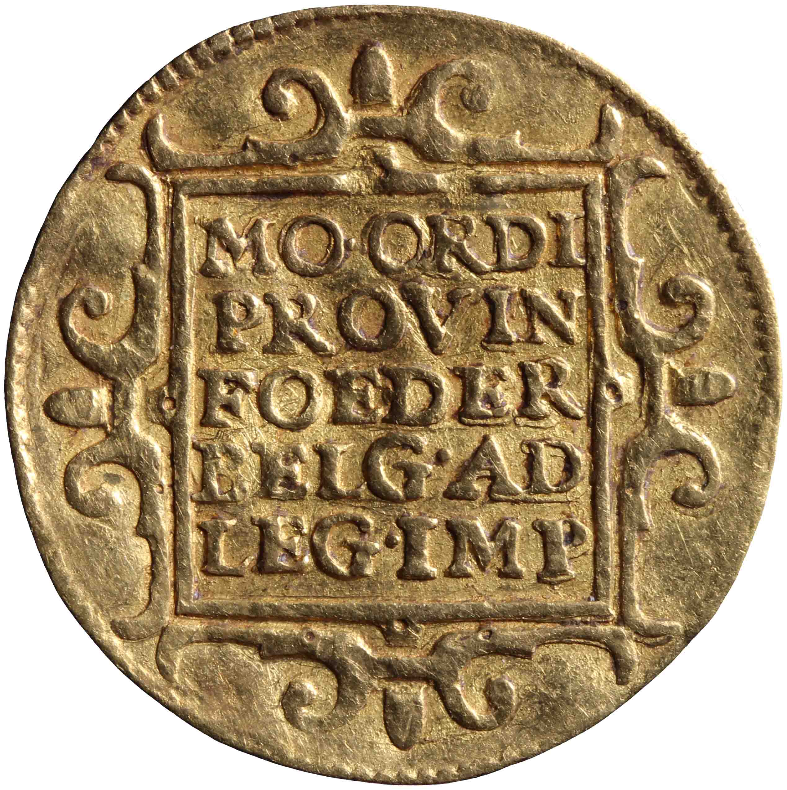 Afbeelding van de keerzijde. gouden dukaat. Inventarisnummer:HNM-03739
