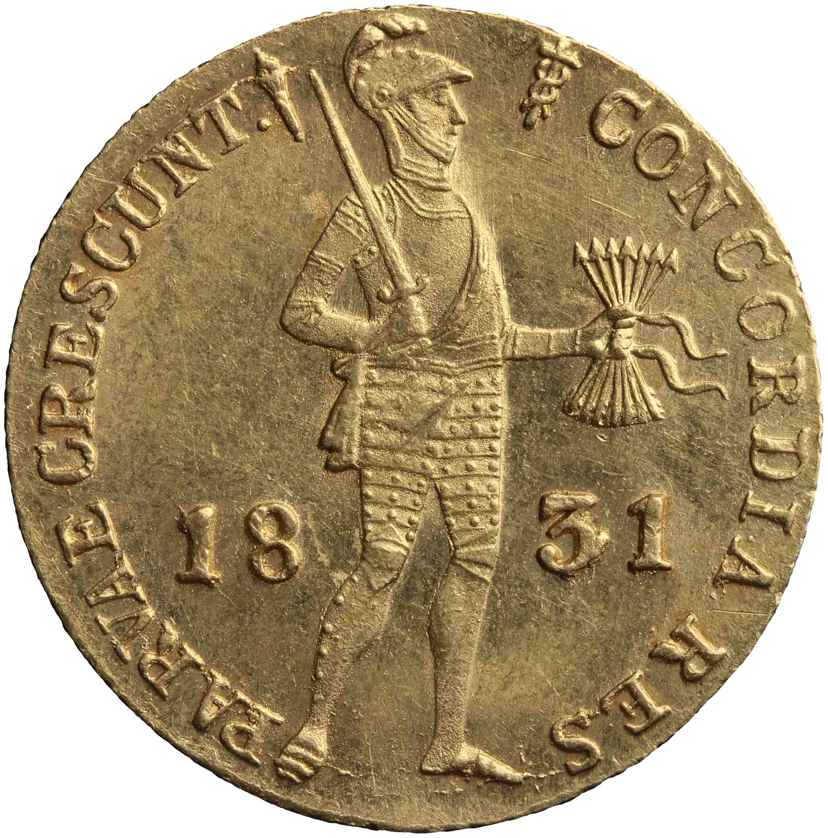 Afbeelding van de voorzijde. gouden dukaat. Inventarisnummer:HNM-05096