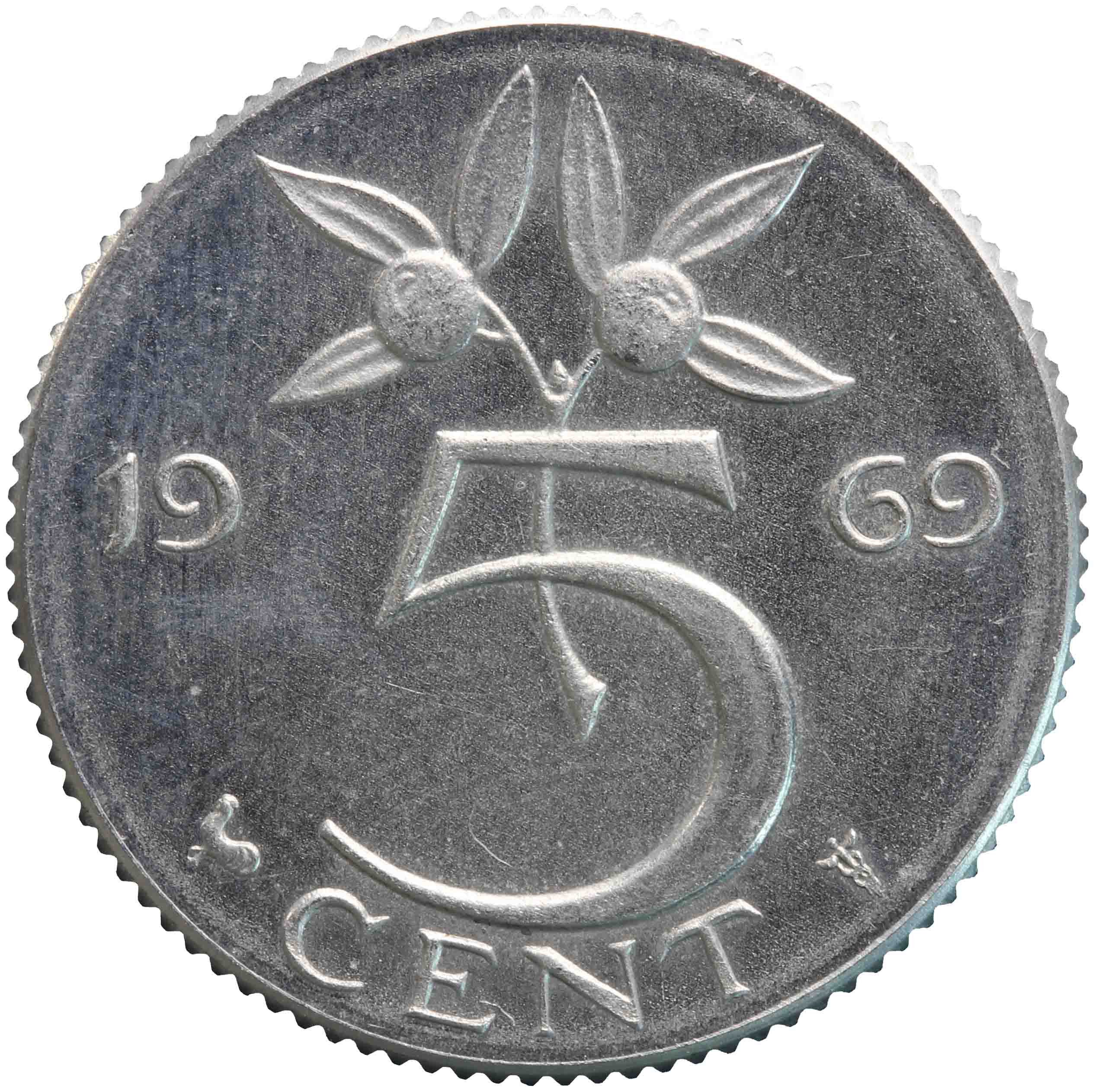 Afbeelding van de keerzijde. vijf cent ; stuiver. Inventarisnummer:HNM-06946