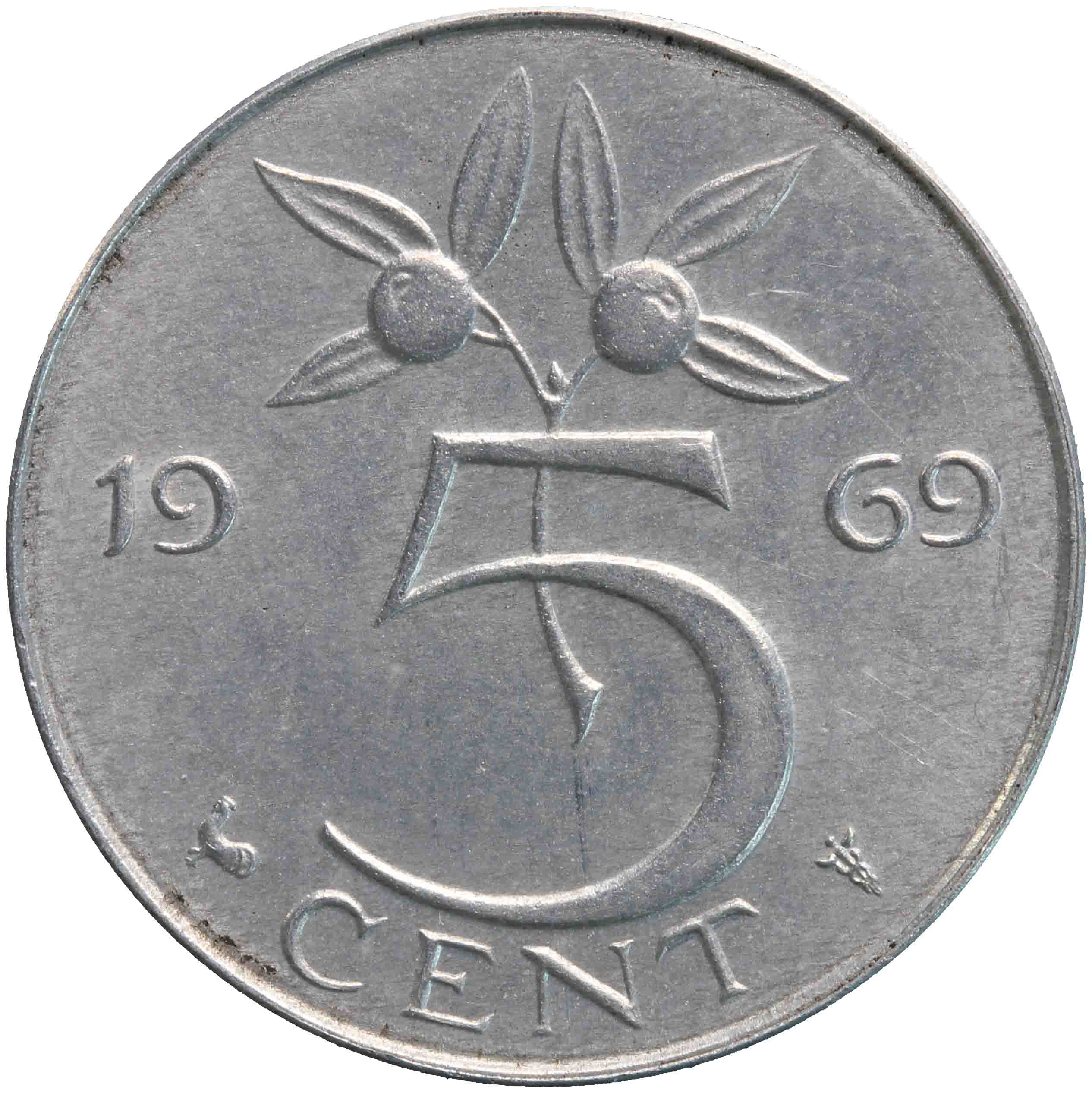 Afbeelding van de keerzijde. vijf cent ; stuiver. Inventarisnummer:HNM-06950