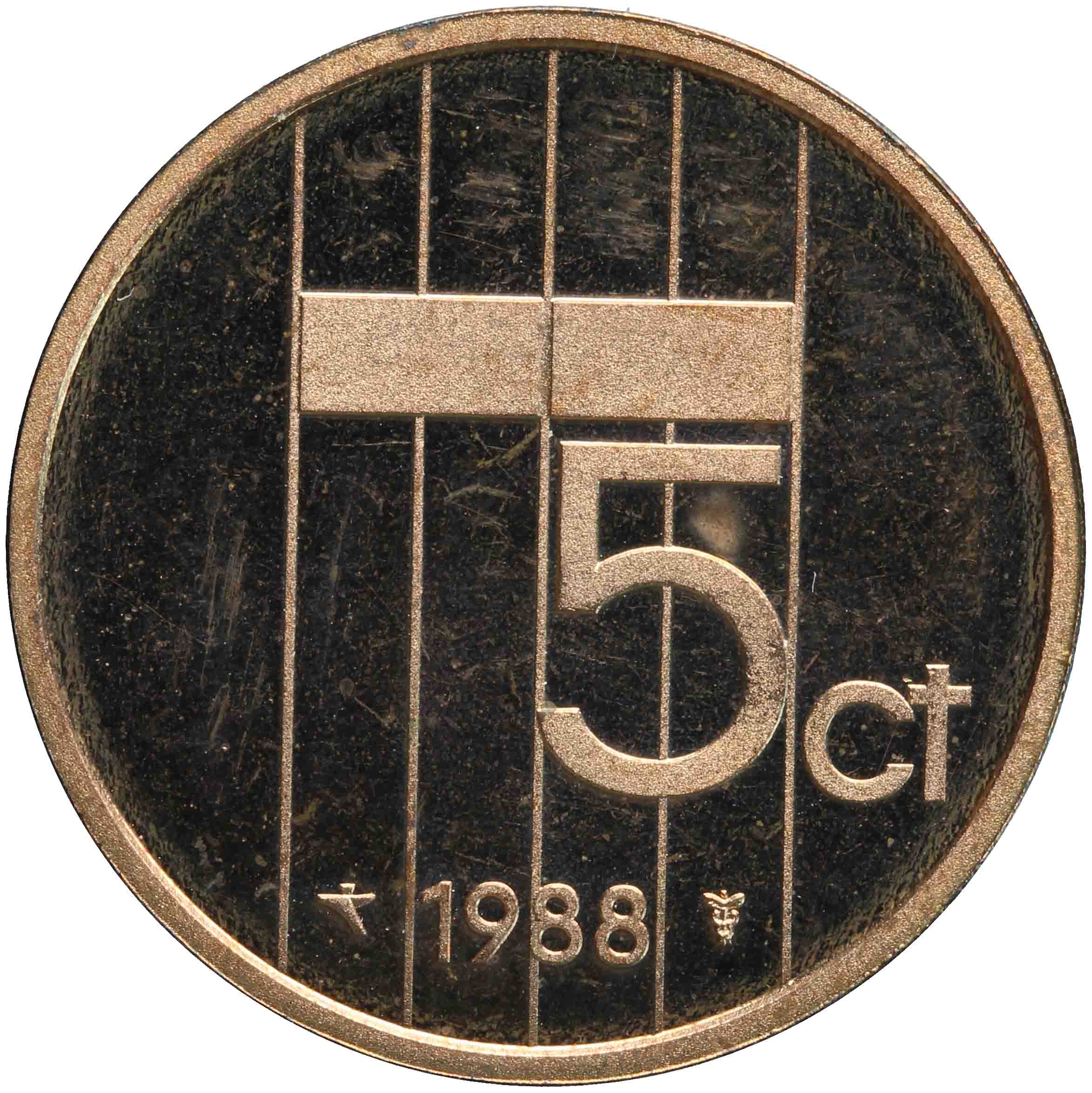 Afbeelding van de keerzijde. vijf cent ; stuiver. Inventarisnummer:HNM-07414