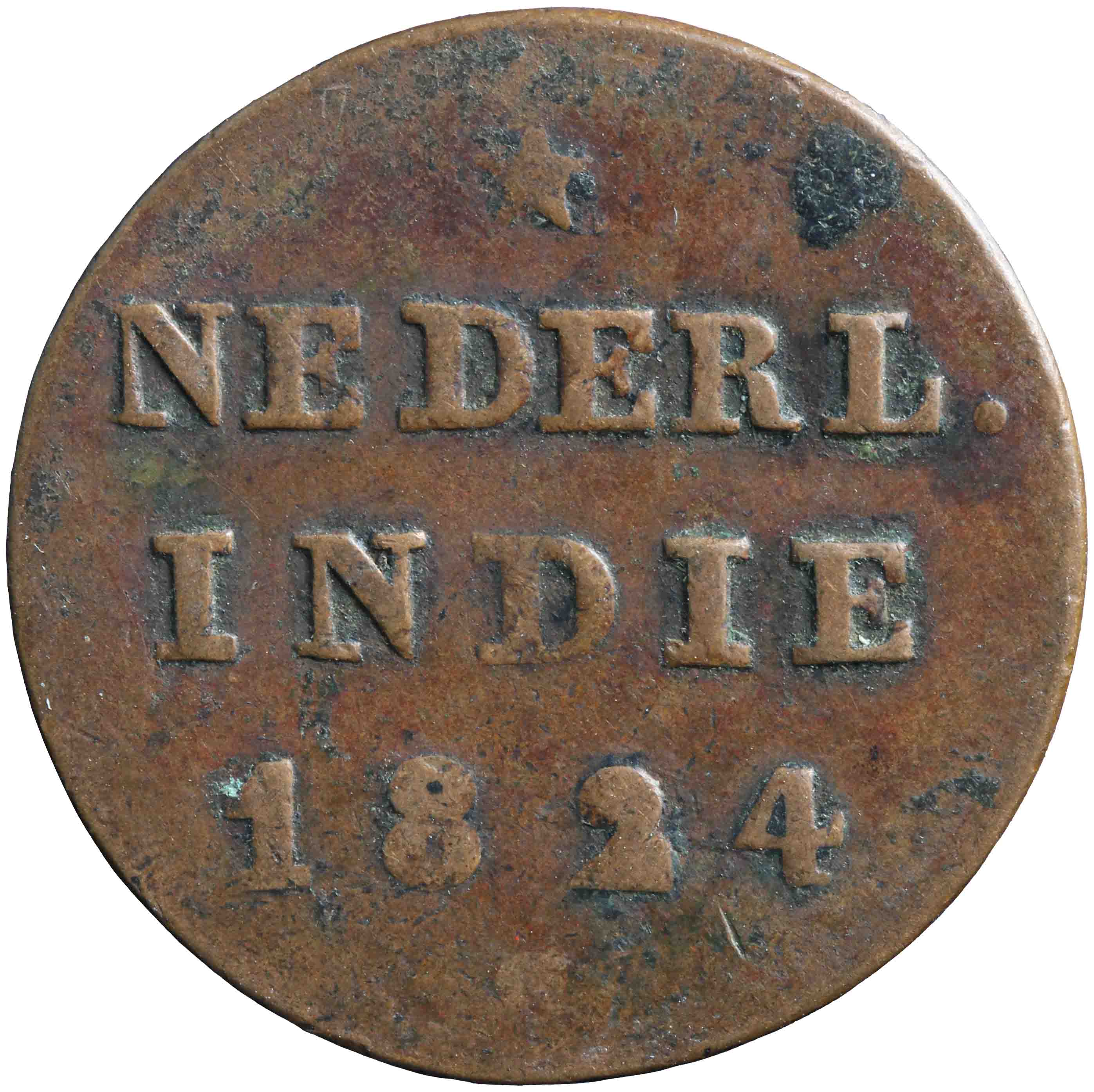 Afbeelding van de keerzijde. halve stuiver. Inventarisnummer:HNM-08626