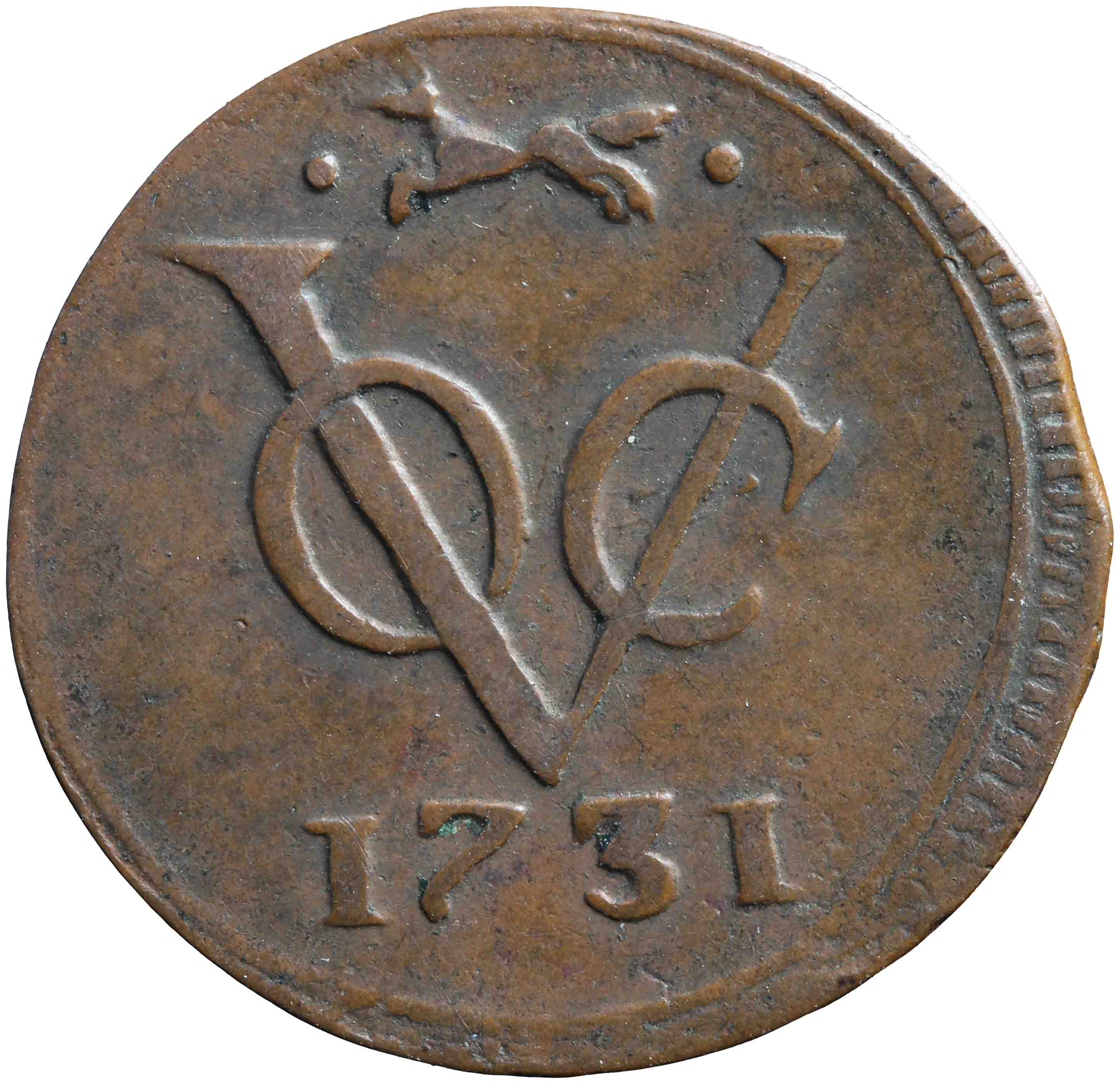 Afbeelding van de keerzijde. duit. Inventarisnummer:HNM-09501