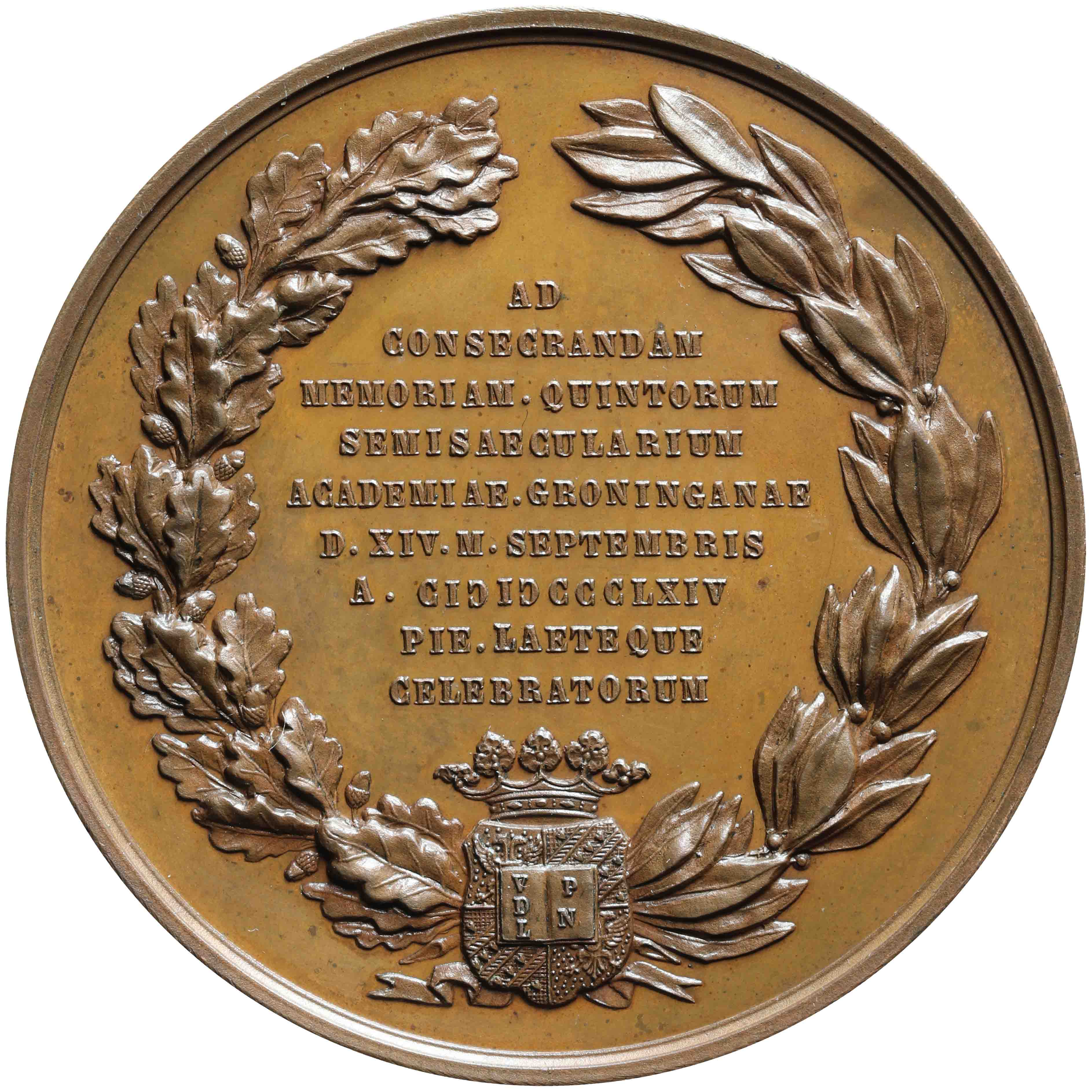 Afbeelding van de keerzijde. Groninger Hogeschool, 250 jaar. Inventarisnummer:HNM-13223