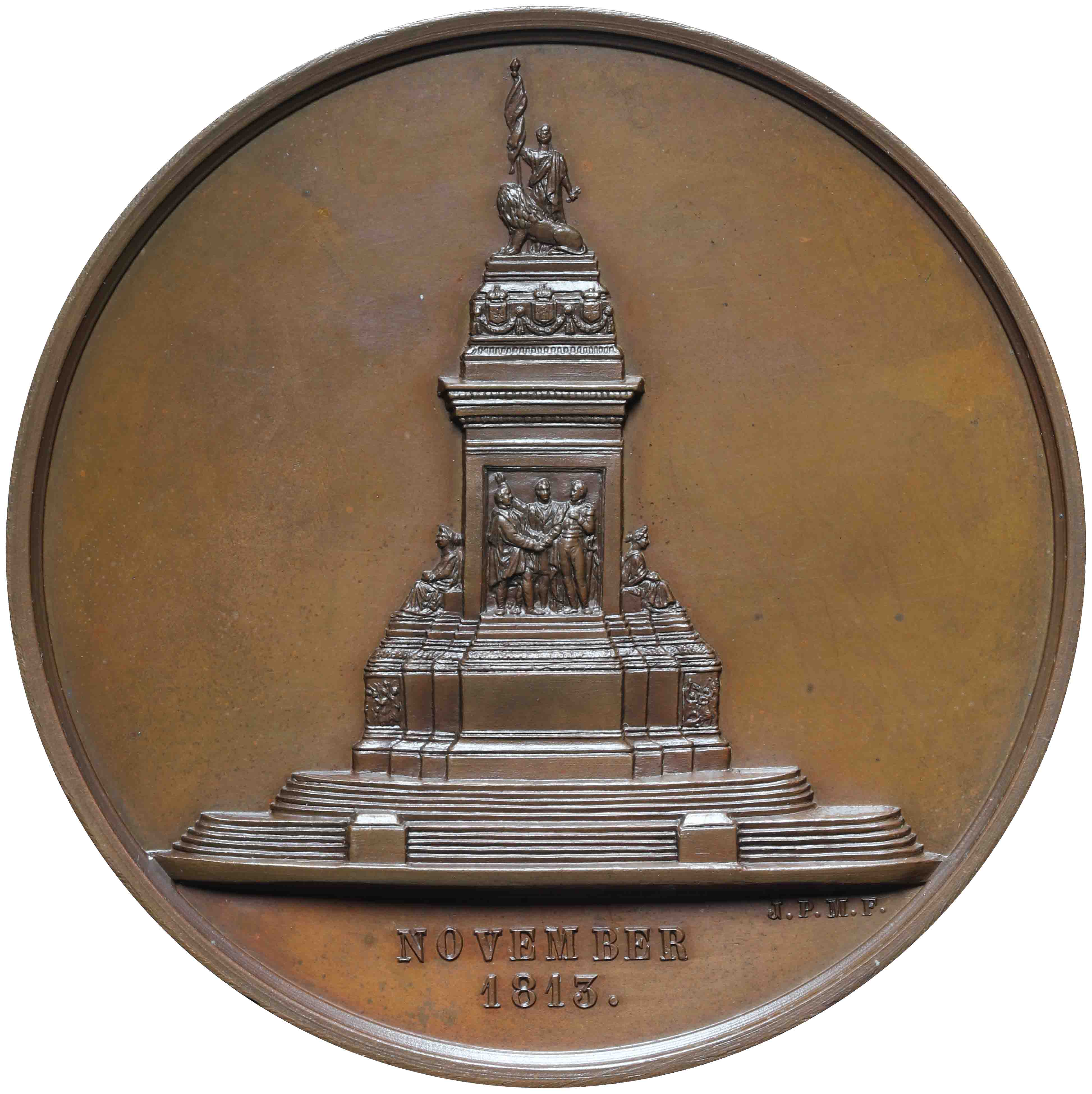 Afbeelding van de keerzijde. Onthulling gedenkteken 50 jarige Nederlandse onafhankelijkheid. Inventarisnummer:HNM-13261
