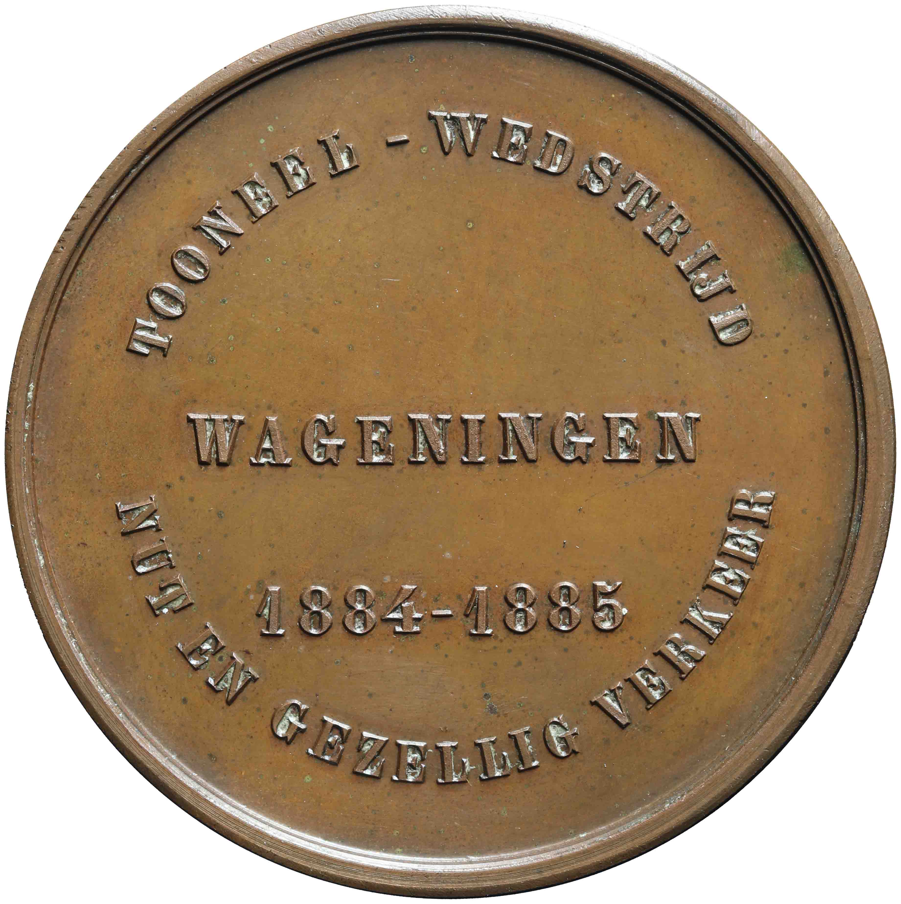 Afbeelding van de keerzijde. Prijspenning van toneelwedstrijd te Wageningen. Inventarisnummer:HNM-13396