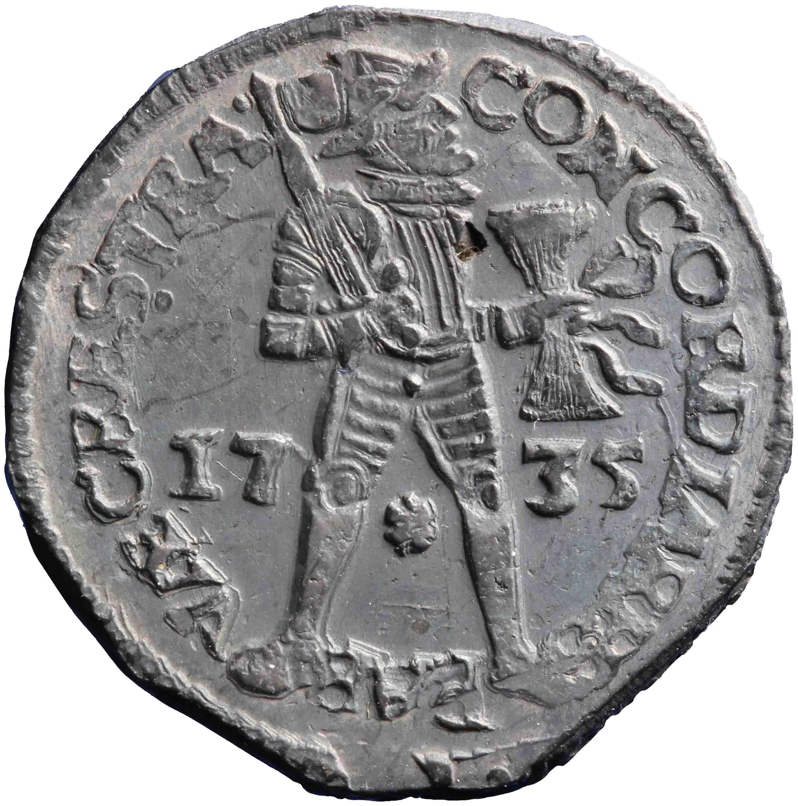 Afbeelding van de voorzijde. dukaat. Inventarisnummer:HNM-27842