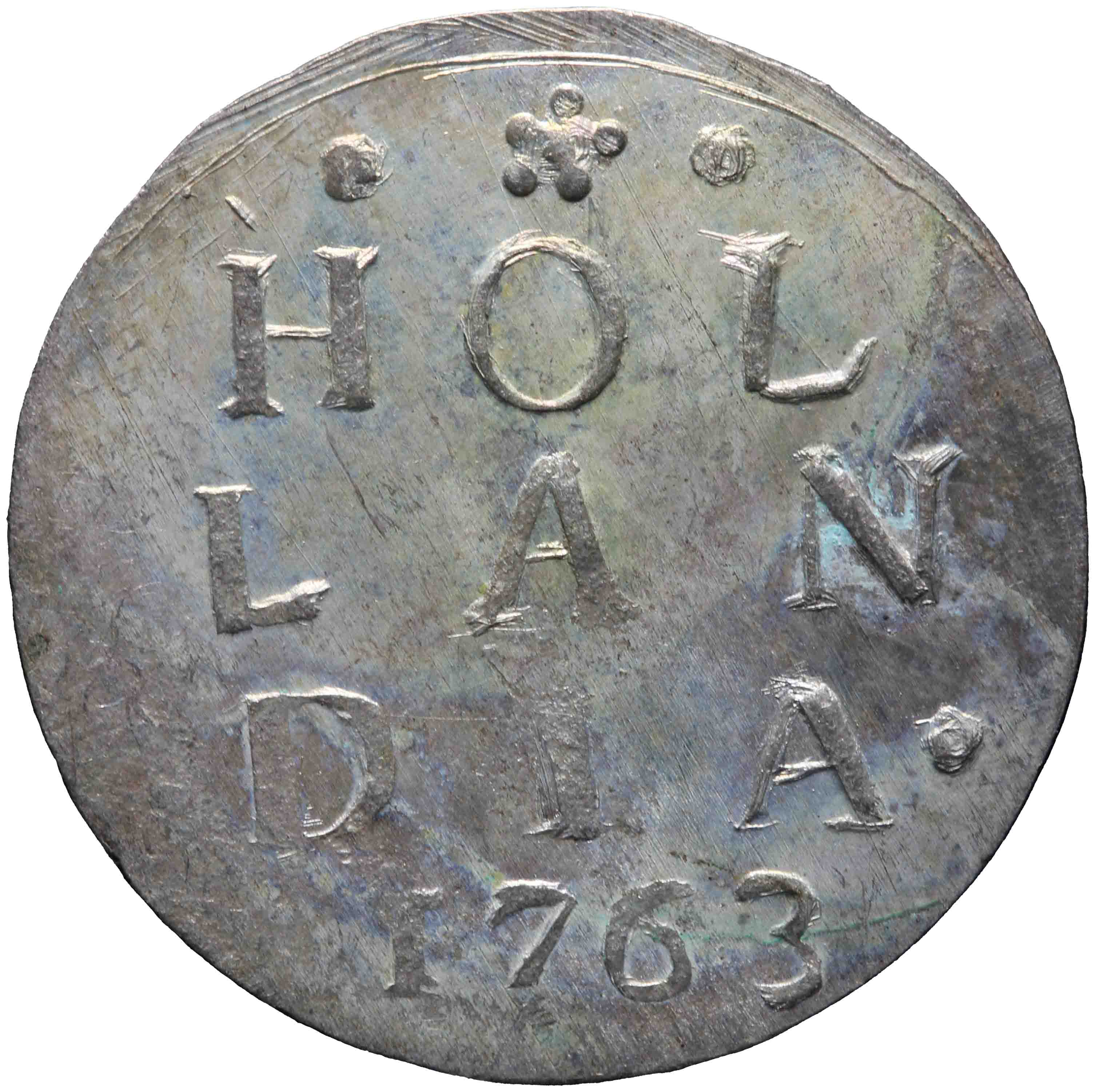 Afbeelding van de keerzijde. dubbele wapenstuiver. Inventarisnummer:HNM-29797