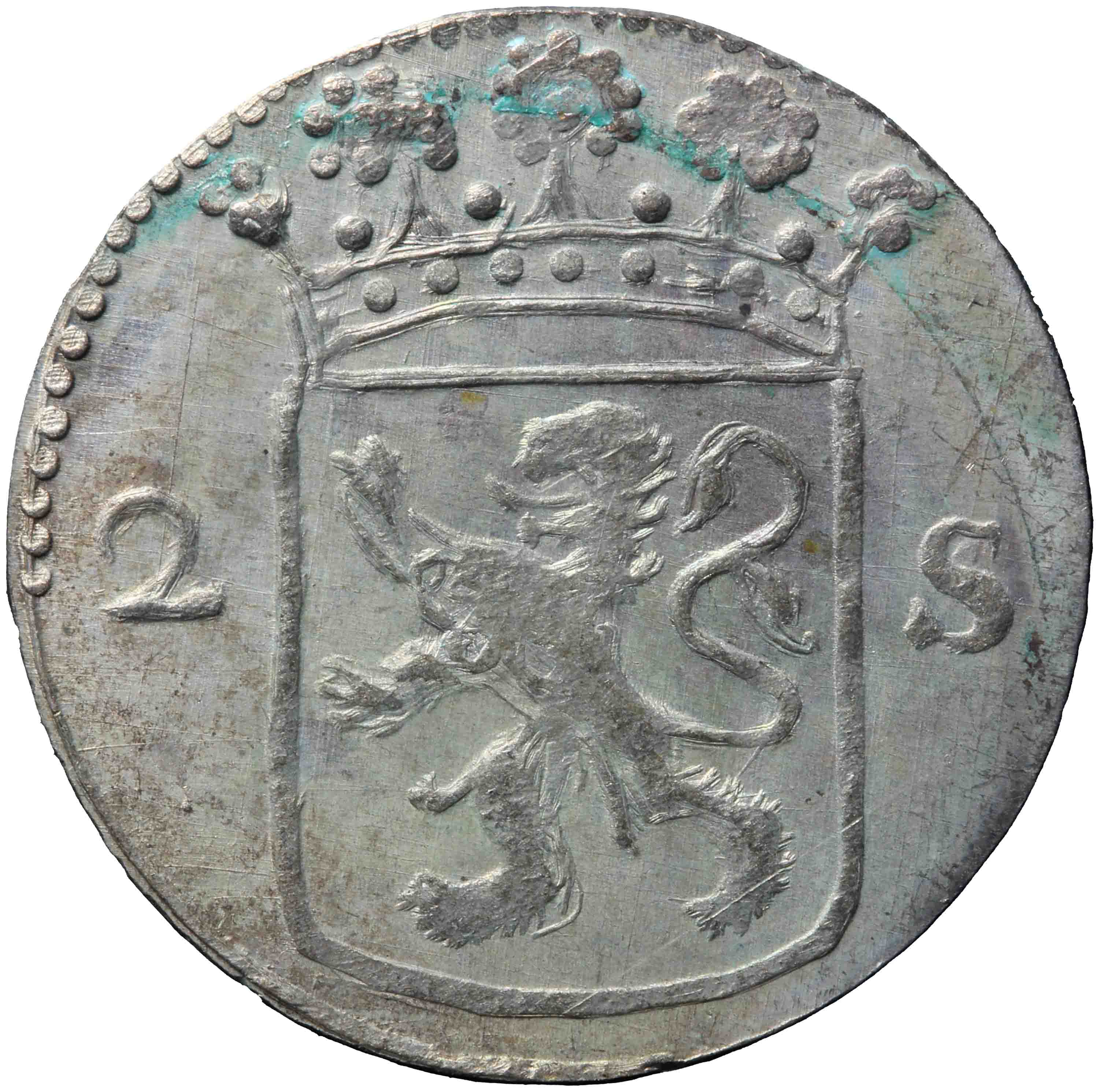 Afbeelding van de voorzijde. dubbele wapenstuiver. Inventarisnummer:HNM-29800