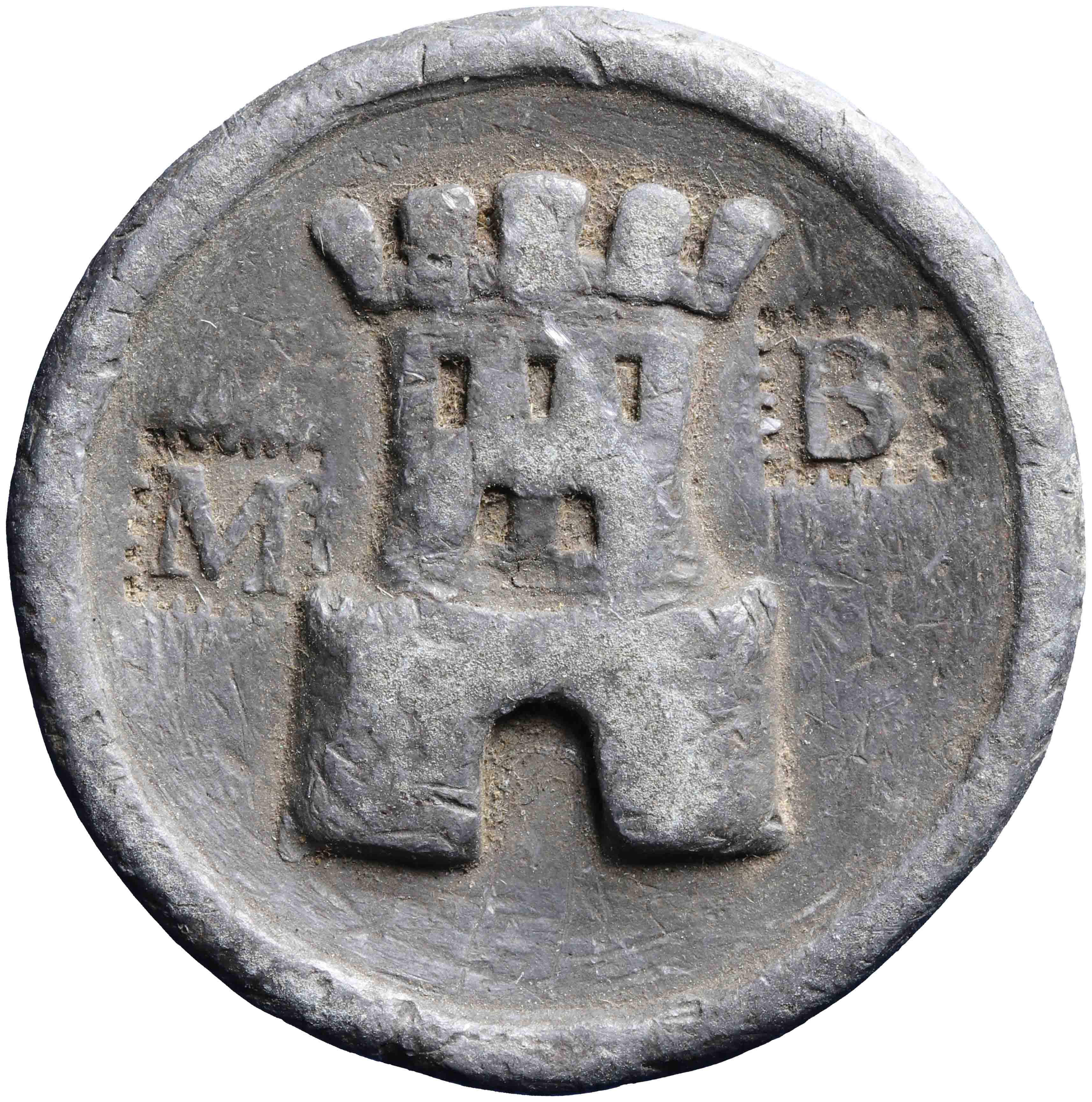 Afbeelding van de voorzijde. broodloodje. Inventarisnummer:MA-00872