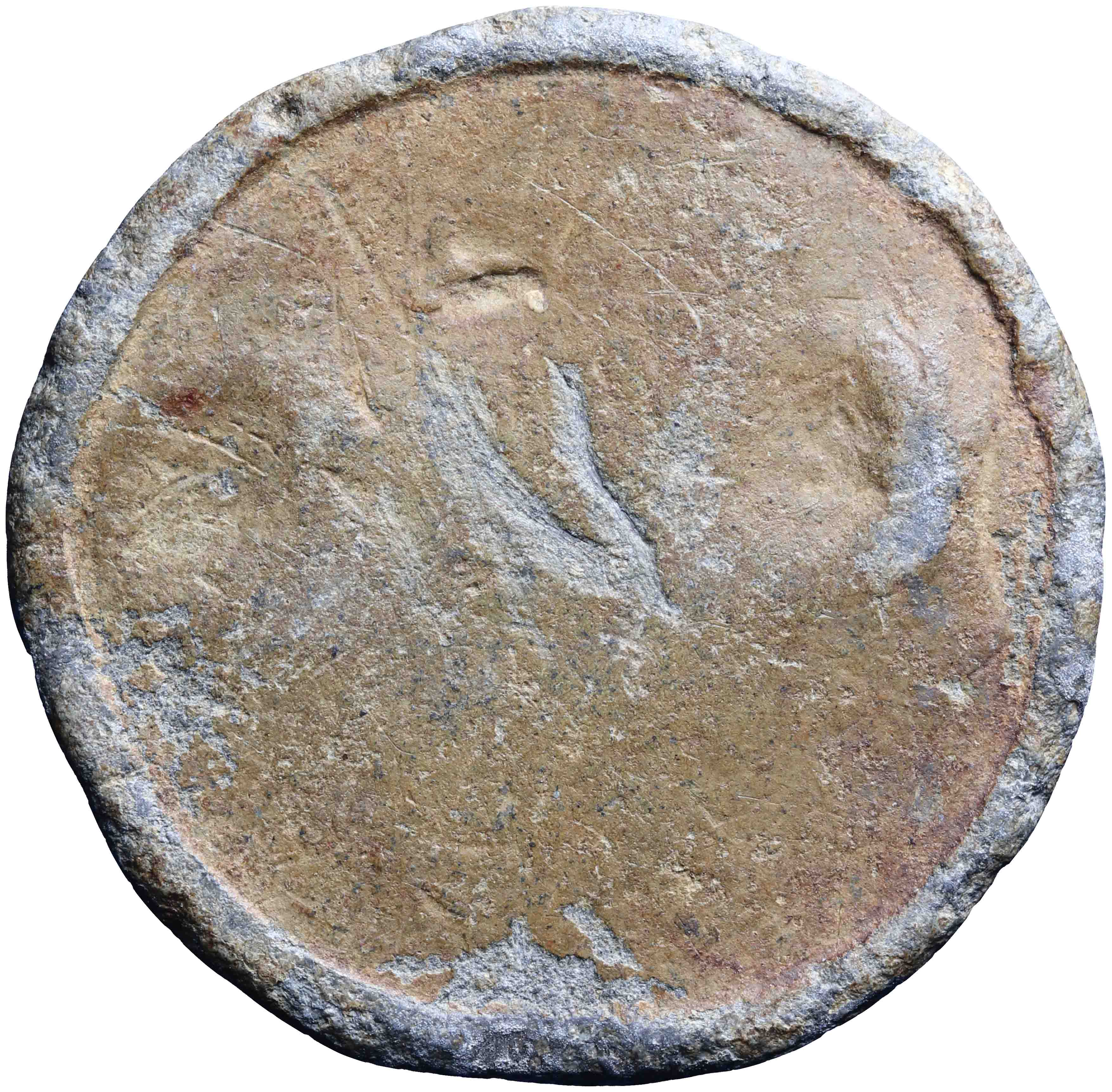 Afbeelding van de keerzijde. broodloodje. Inventarisnummer:MA-00873