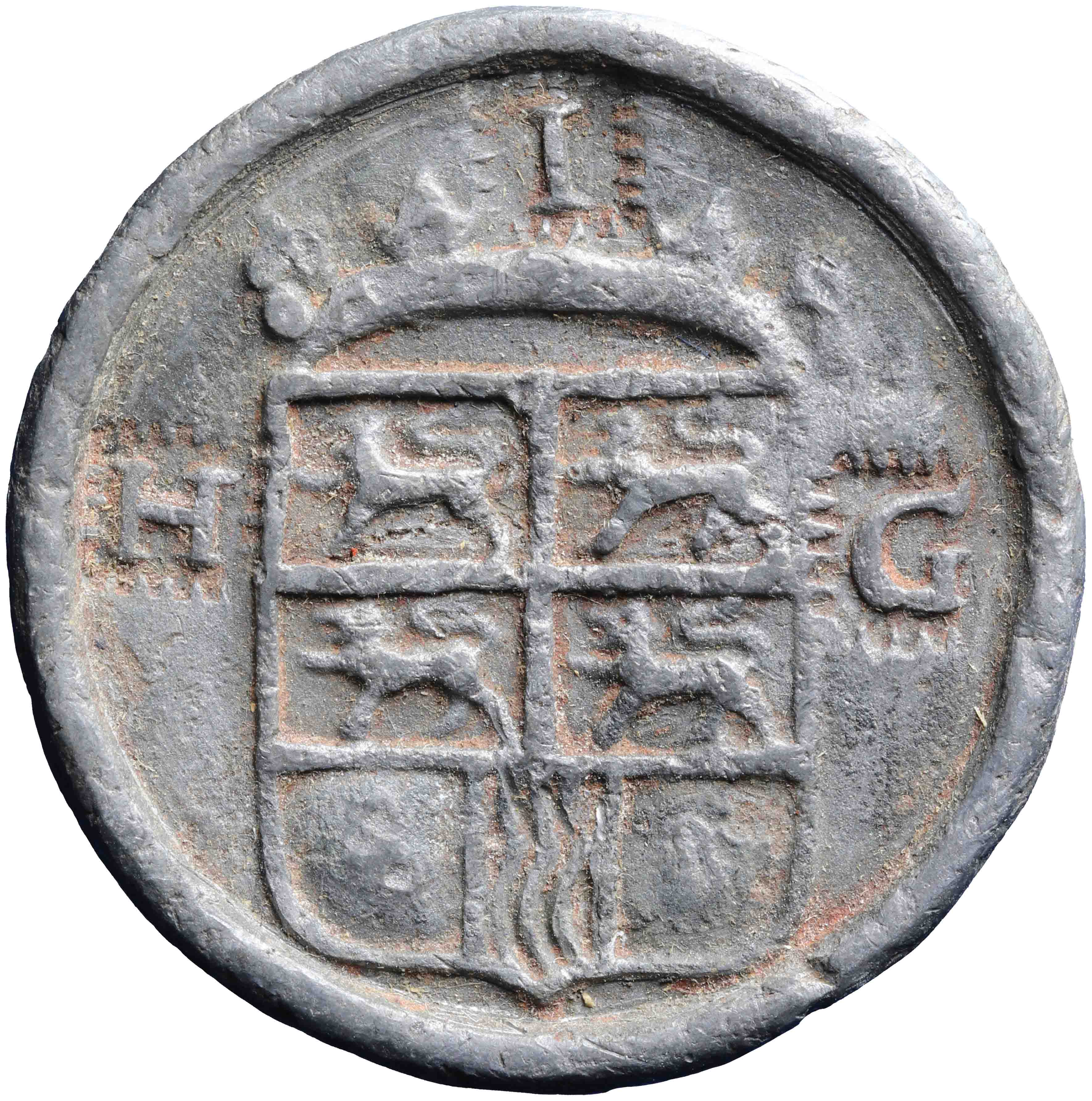 Afbeelding van de voorzijde. loodje. Inventarisnummer:MA-00951