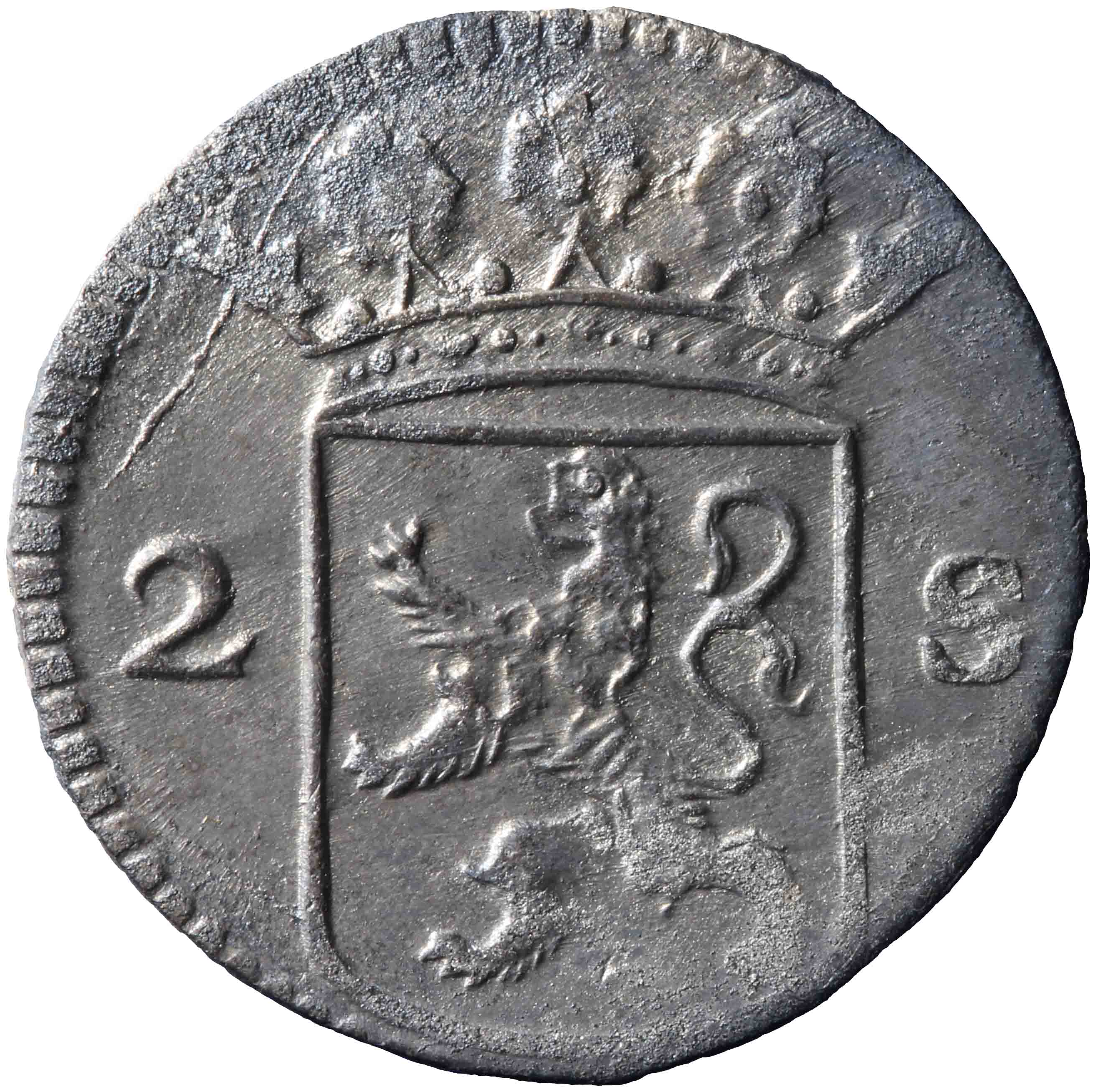 Afbeelding van de voorzijde. dubbele wapenstuiver. Inventarisnummer:MU-05324