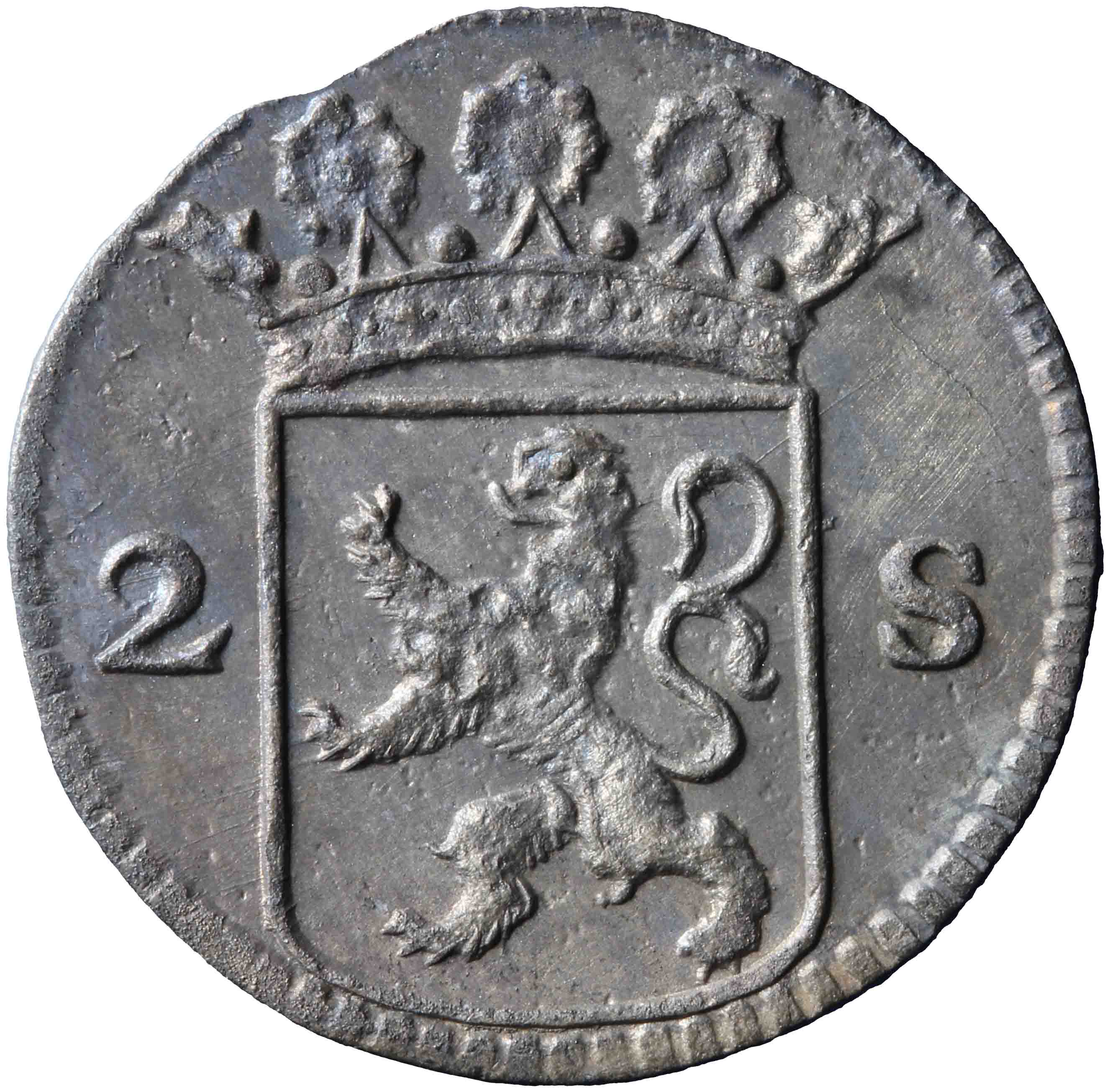 Afbeelding van de voorzijde. dubbele wapenstuiver. Inventarisnummer:MU-05325