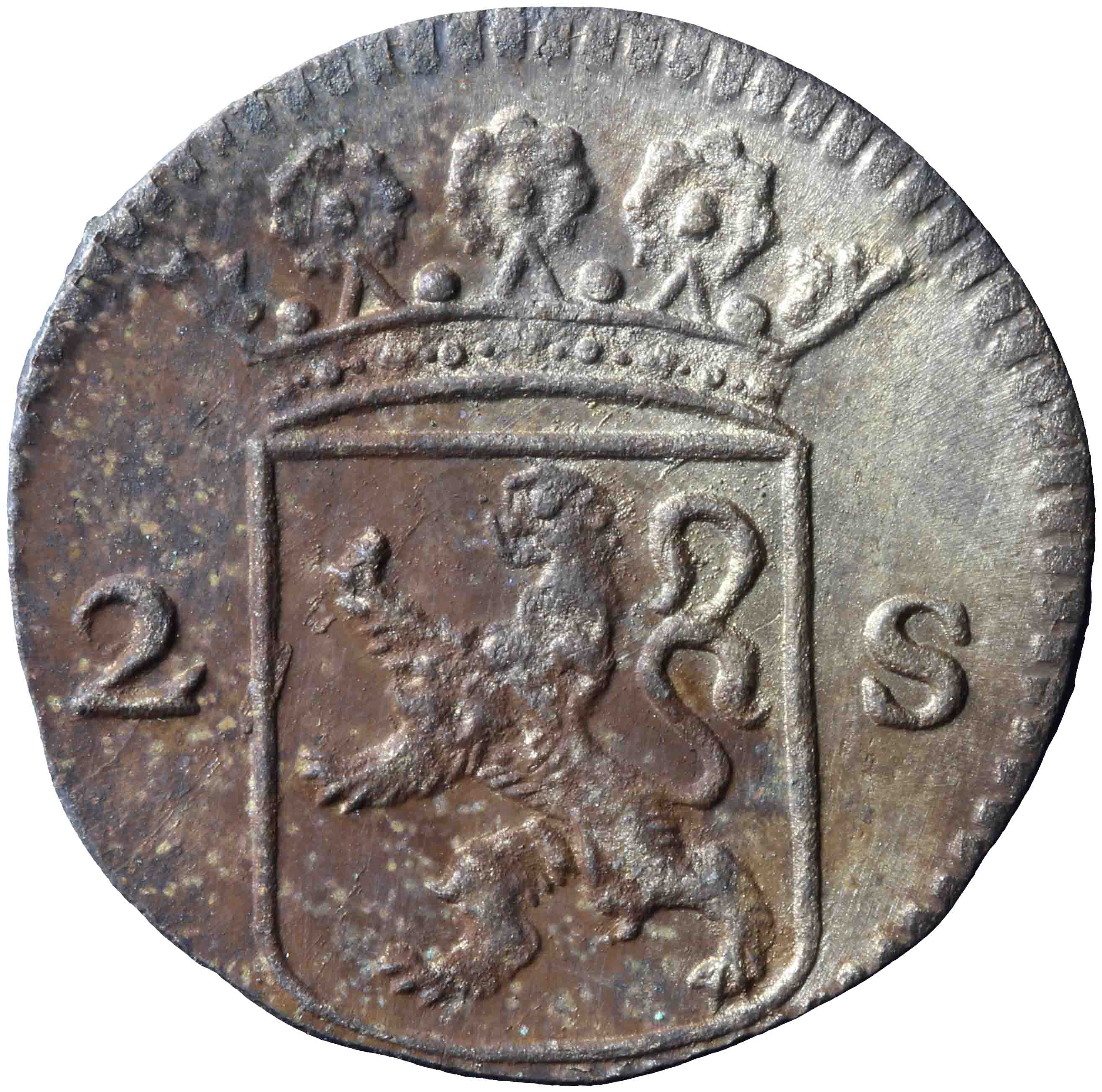 Afbeelding van de voorzijde. dubbele wapenstuiver. Inventarisnummer:MU-05359