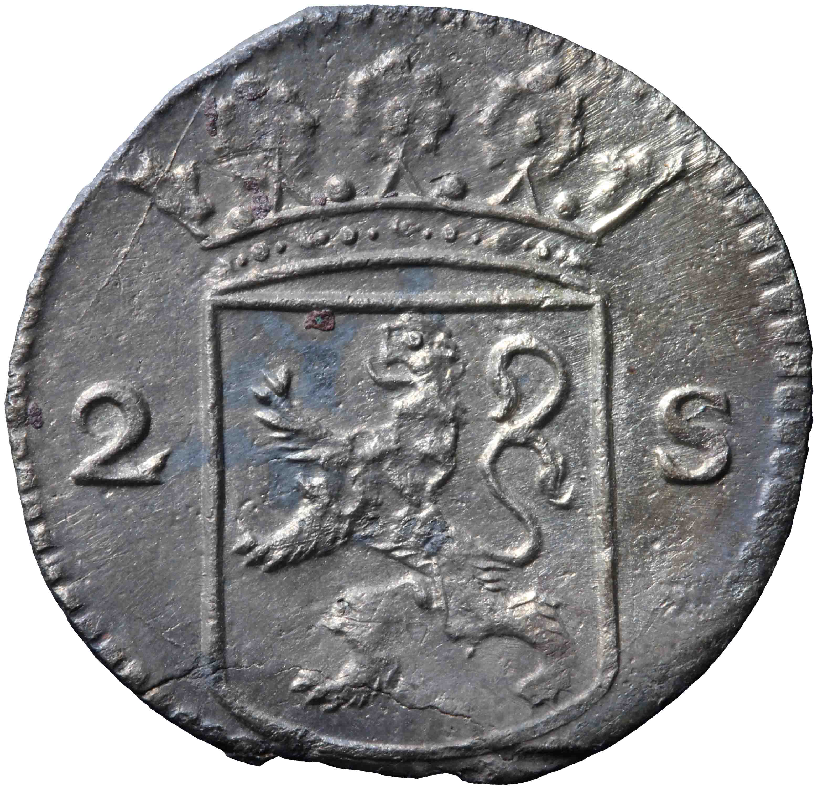 Afbeelding van de voorzijde. dubbele wapenstuiver. Inventarisnummer:MU-05394