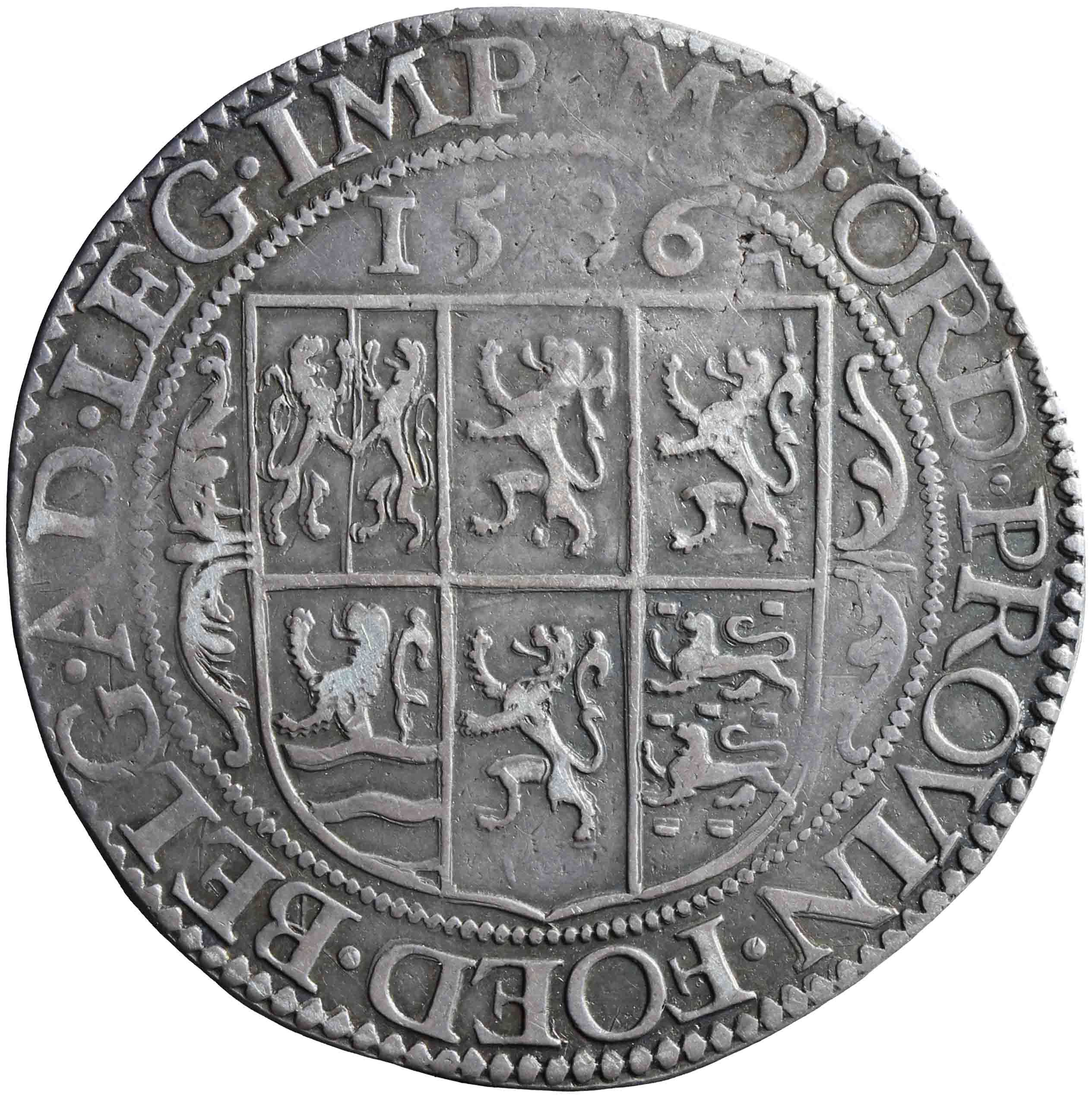 Afbeelding van de keerzijde. Nederlandse, unie of Leicester rijksdaalder. Inventarisnummer:NM-00791