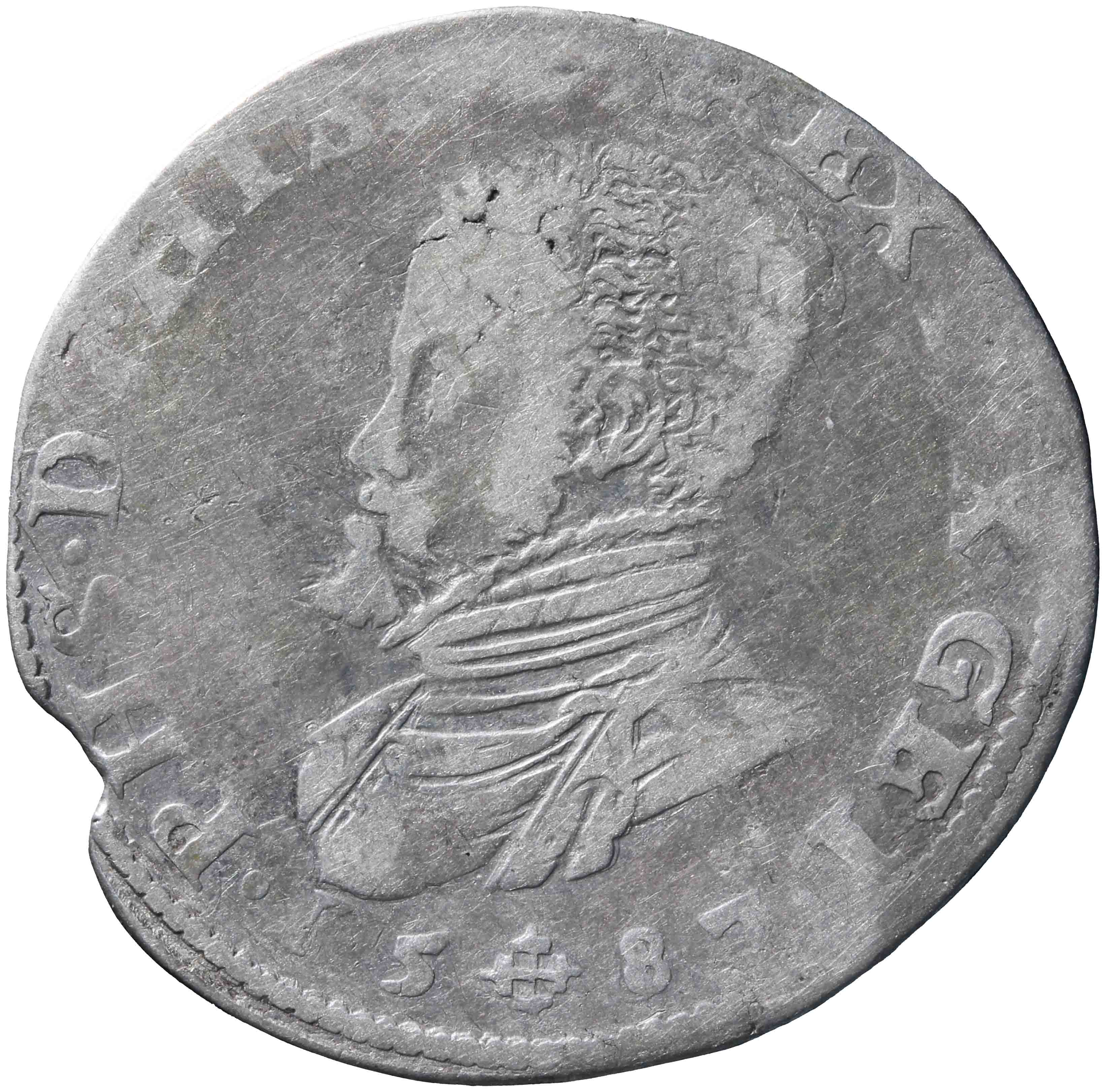 Afbeelding van de voorzijde. halve Philipsdaalder. Inventarisnummer:NM-00802