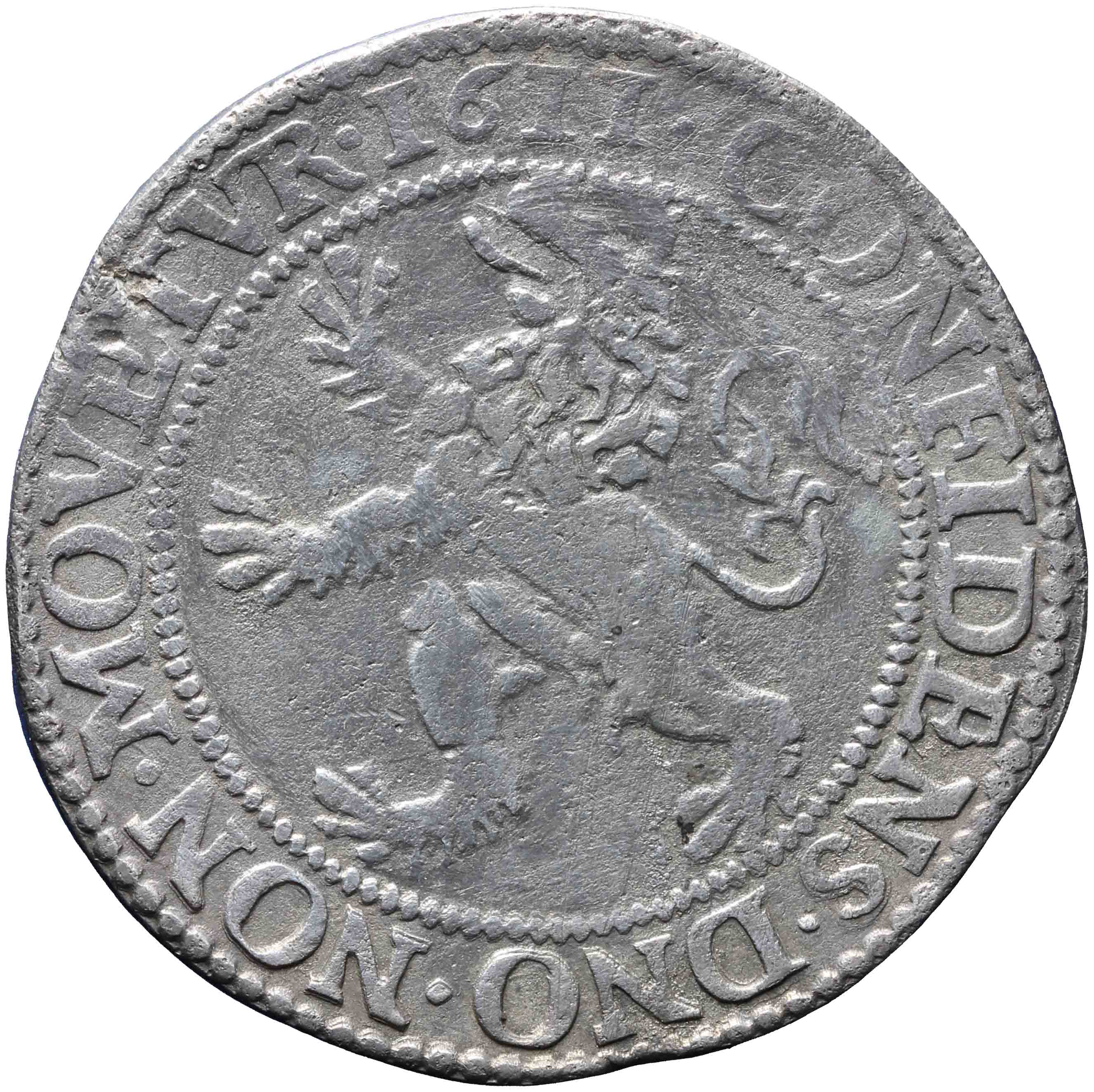 Afbeelding van de keerzijde. leeuwendaalder op Generaliteitsmuntvoet. Inventarisnummer:NM-00869