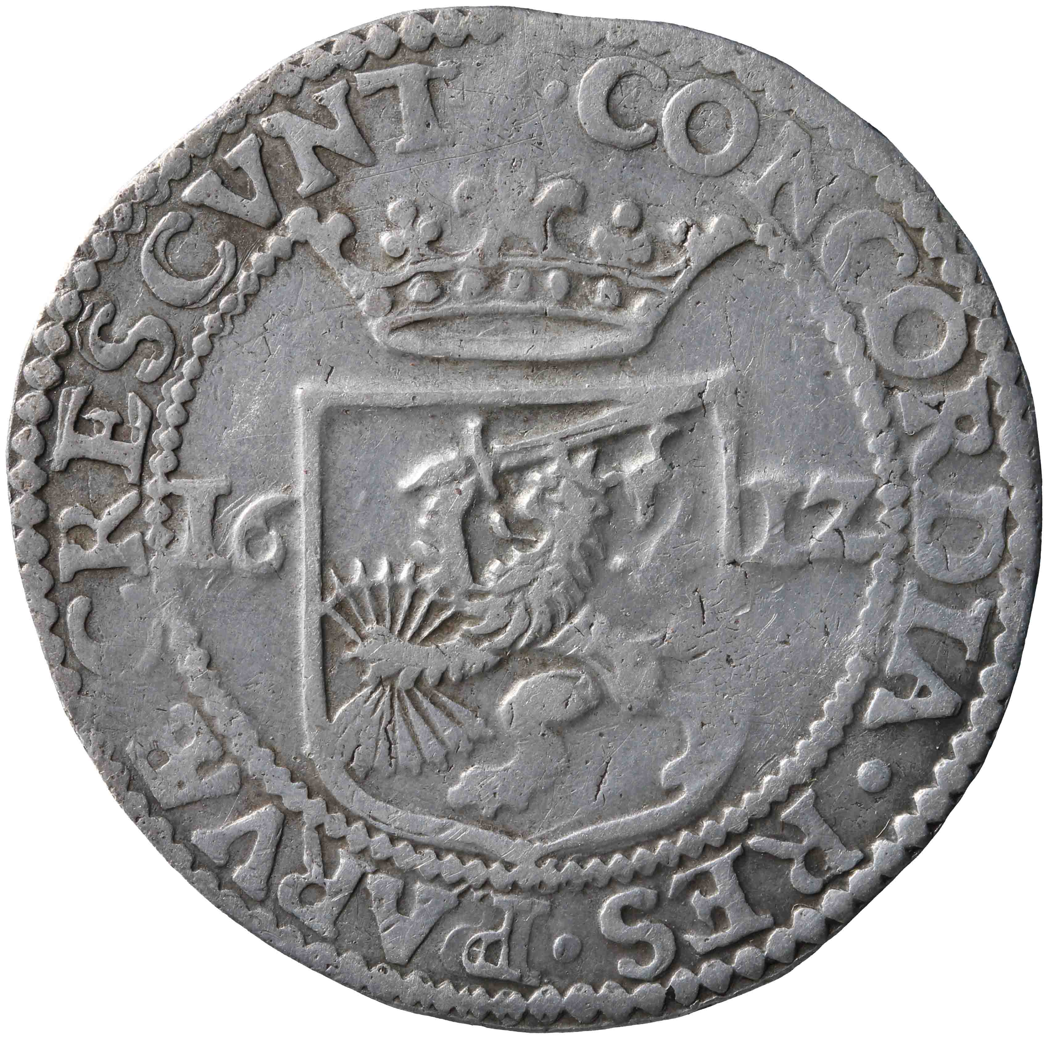 Afbeelding van de keerzijde. halve Nederlandse rijksdaalder. Inventarisnummer:NM-00874