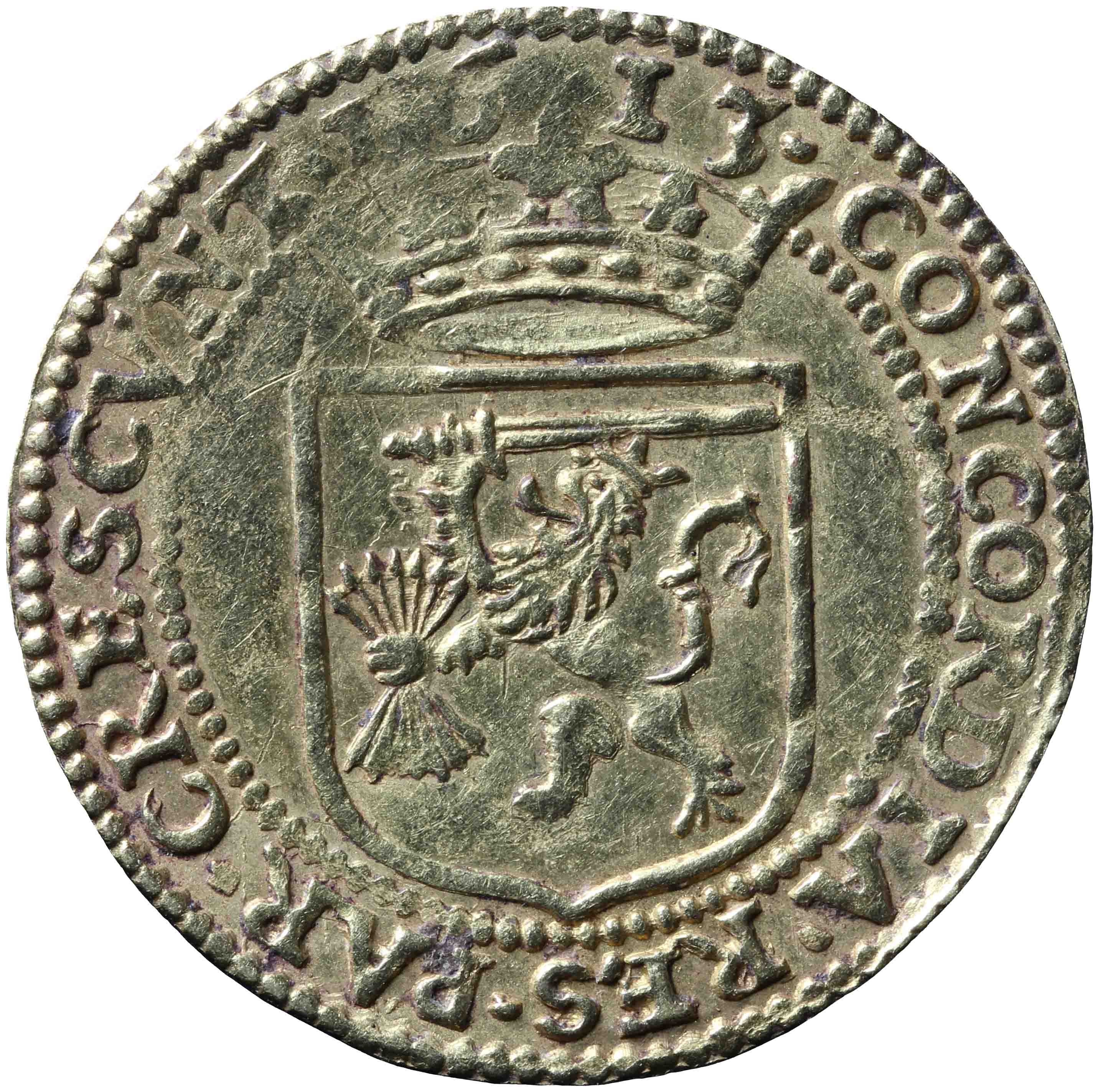 Afbeelding van de keerzijde. halve gouden  rijder. Inventarisnummer:NM-00876
