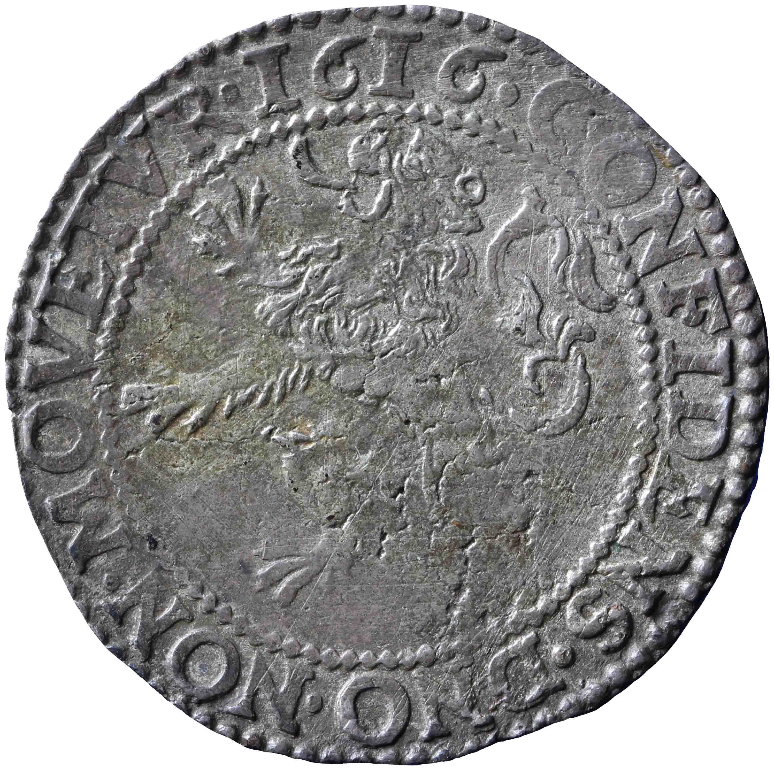 Afbeelding van de keerzijde. halve leeuwendaalder. Inventarisnummer:NM-00887