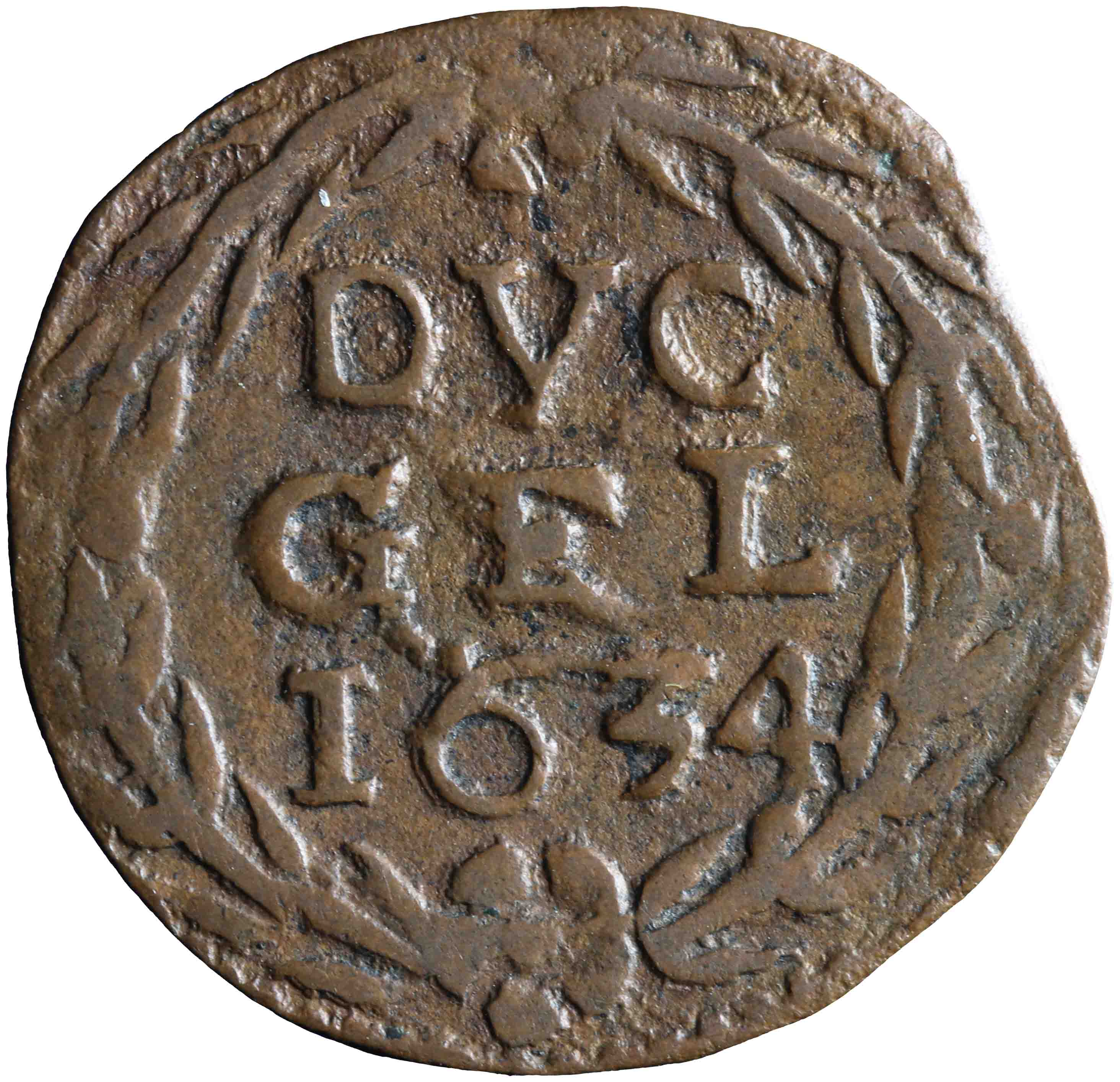 Afbeelding van de voorzijde. duit. Inventarisnummer:NM-00951