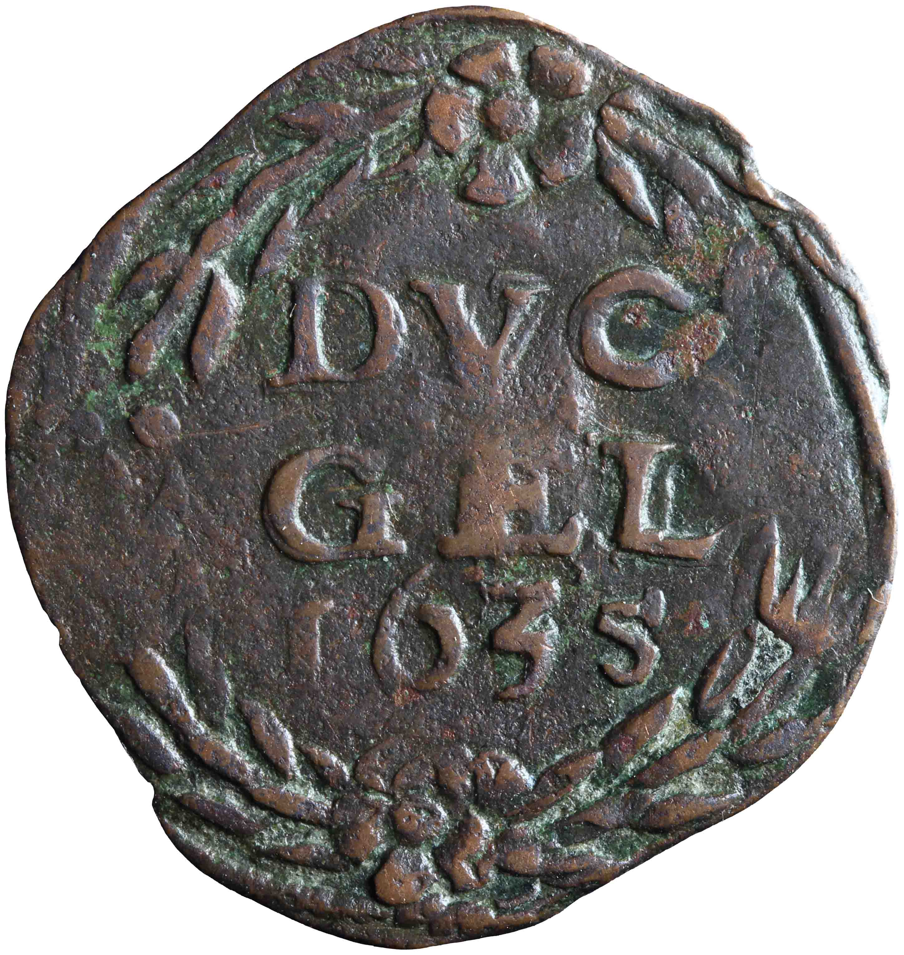 Afbeelding van de keerzijde. duit. Inventarisnummer:NM-00955