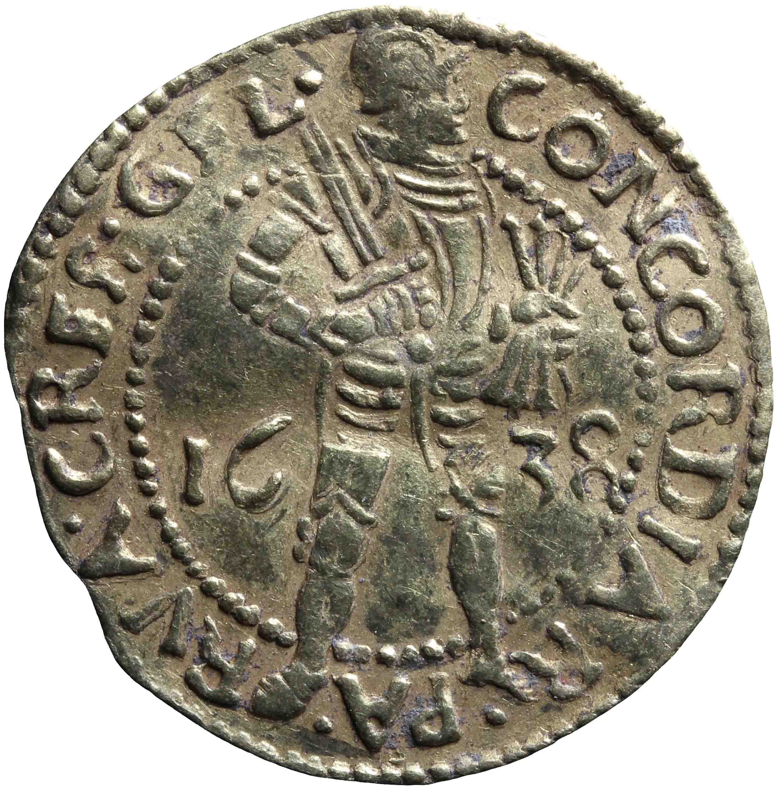 Afbeelding van de voorzijde. gouden dukaat. Inventarisnummer:NM-00964