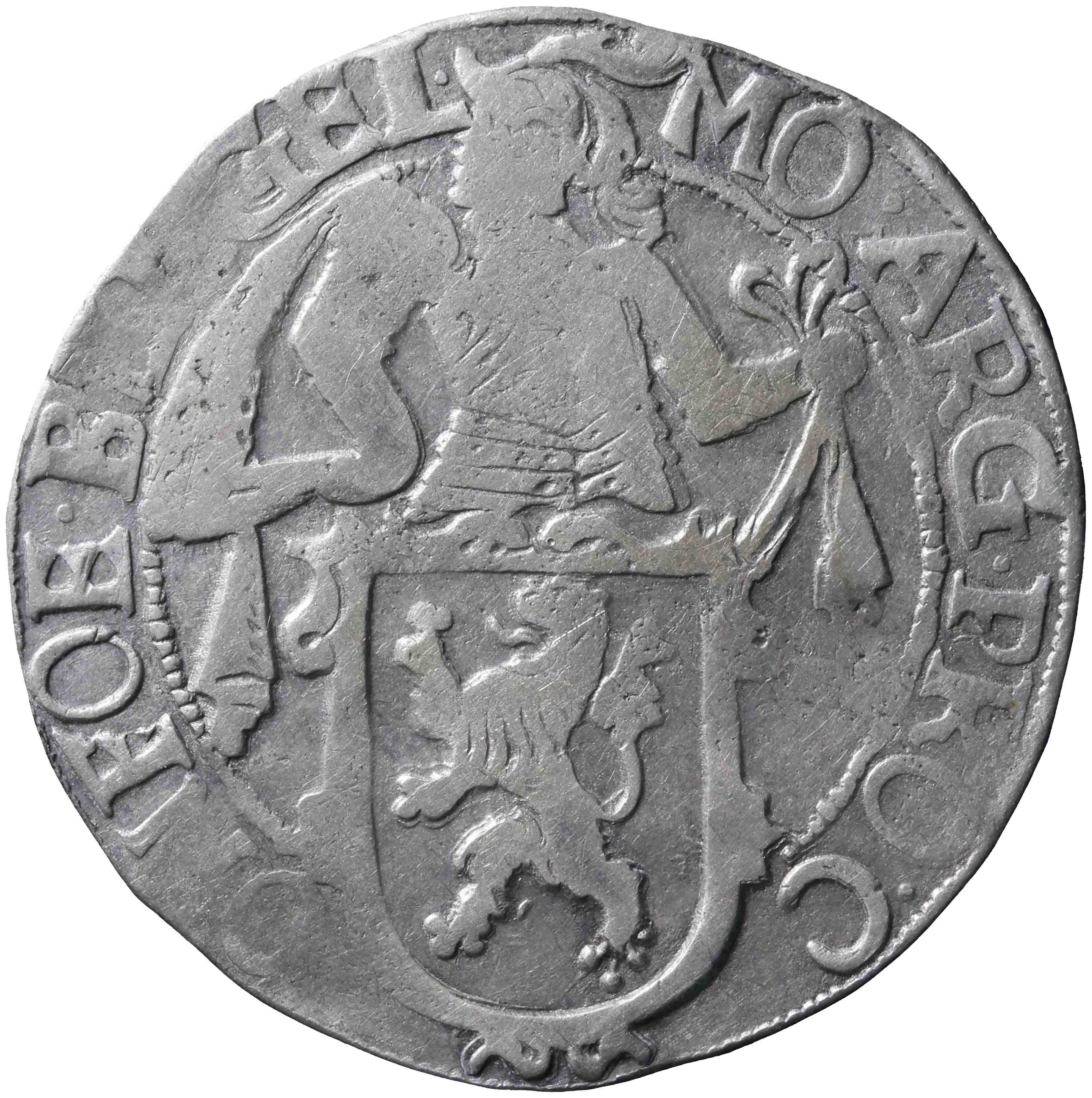 Afbeelding van de voorzijde. leeuwendaalder op Generaliteitsmuntvoet. Inventarisnummer:NM-00990