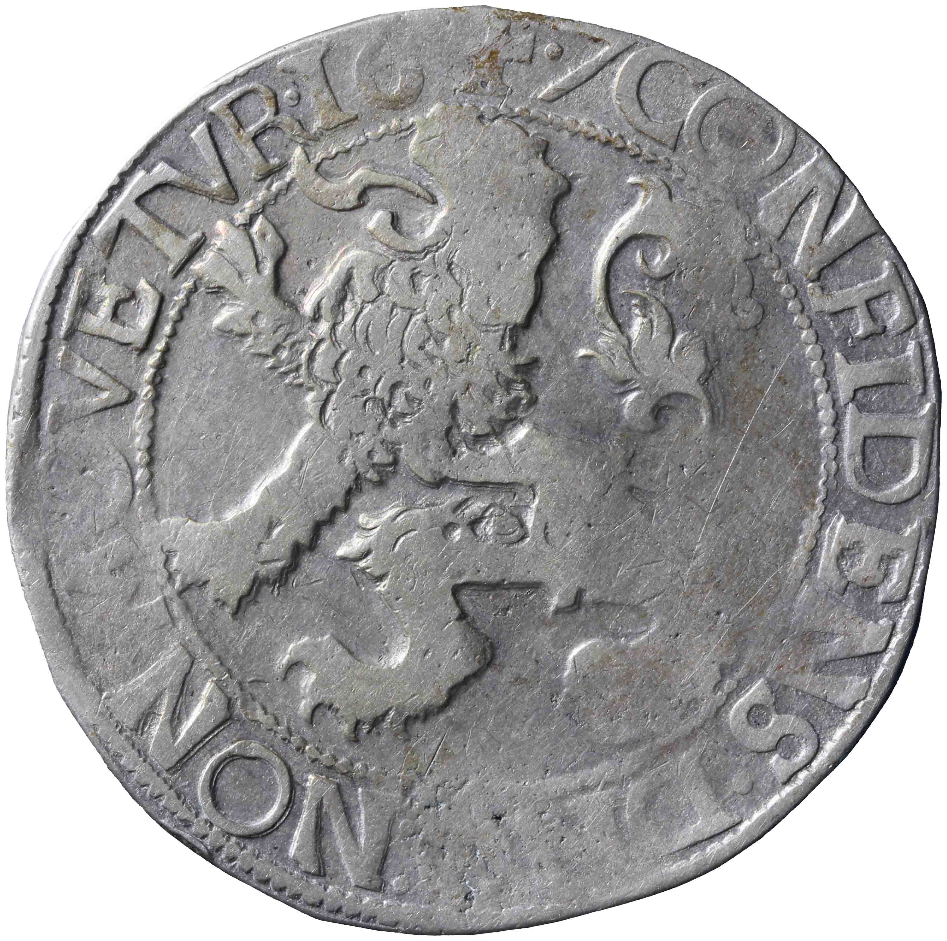 Afbeelding van de keerzijde. leeuwendaalder op Generaliteitsmuntvoet. Inventarisnummer:NM-00990