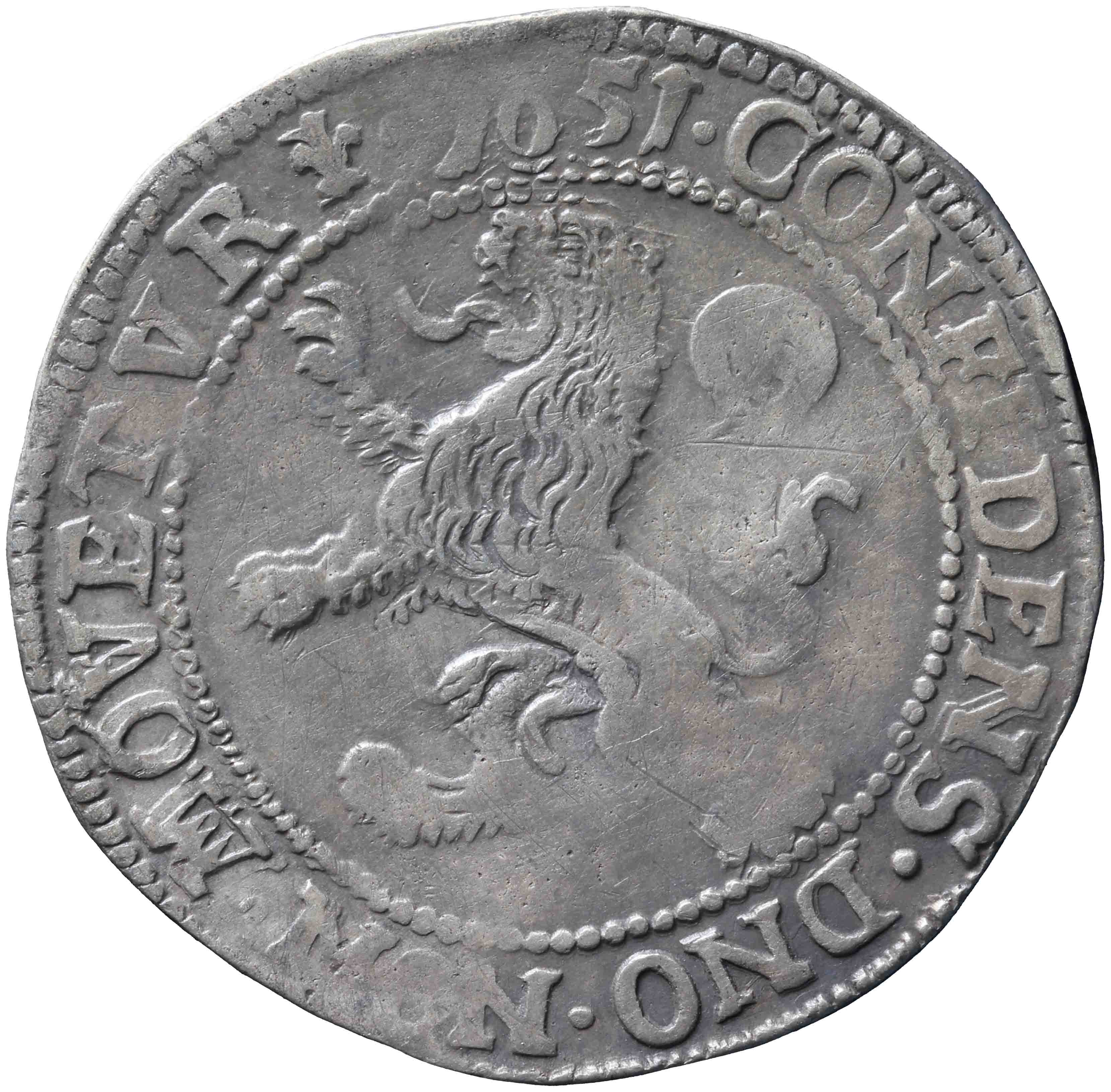 Afbeelding van de keerzijde. leeuwendaalder op Generaliteitsmuntvoet. Inventarisnummer:NM-01008