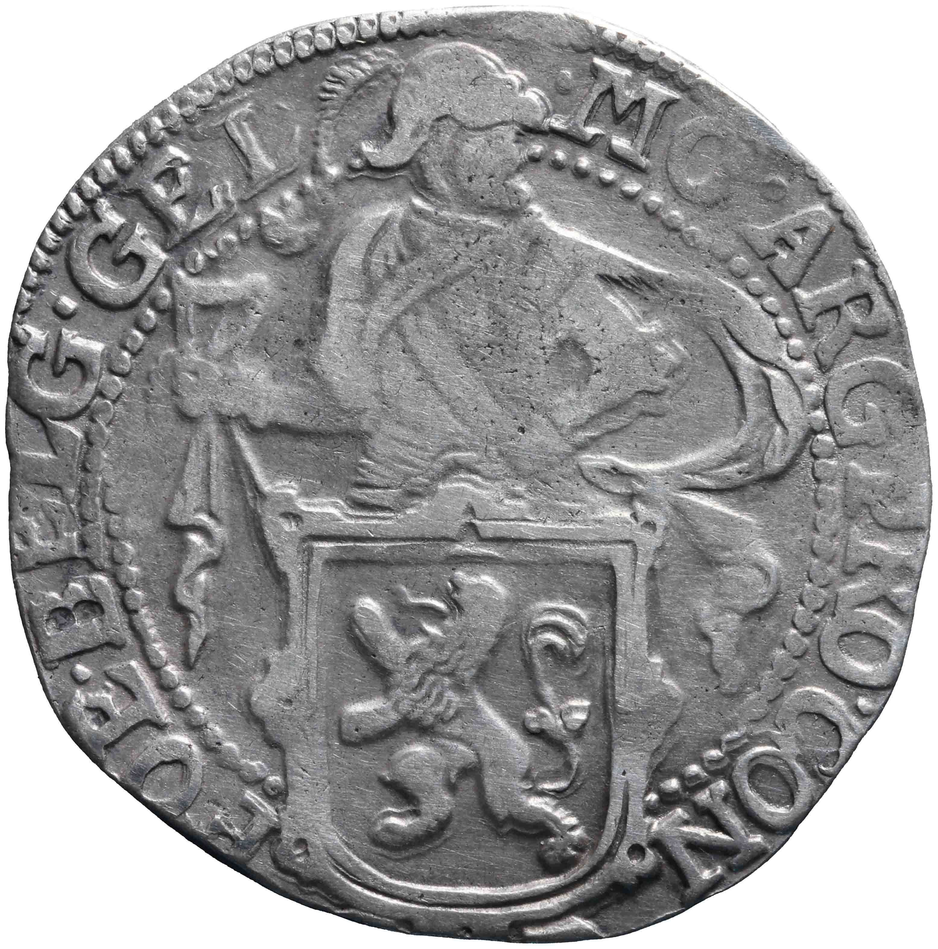 Afbeelding van de voorzijde. leeuwendaalder op Generaliteitsmuntvoet. Inventarisnummer:NM-01012