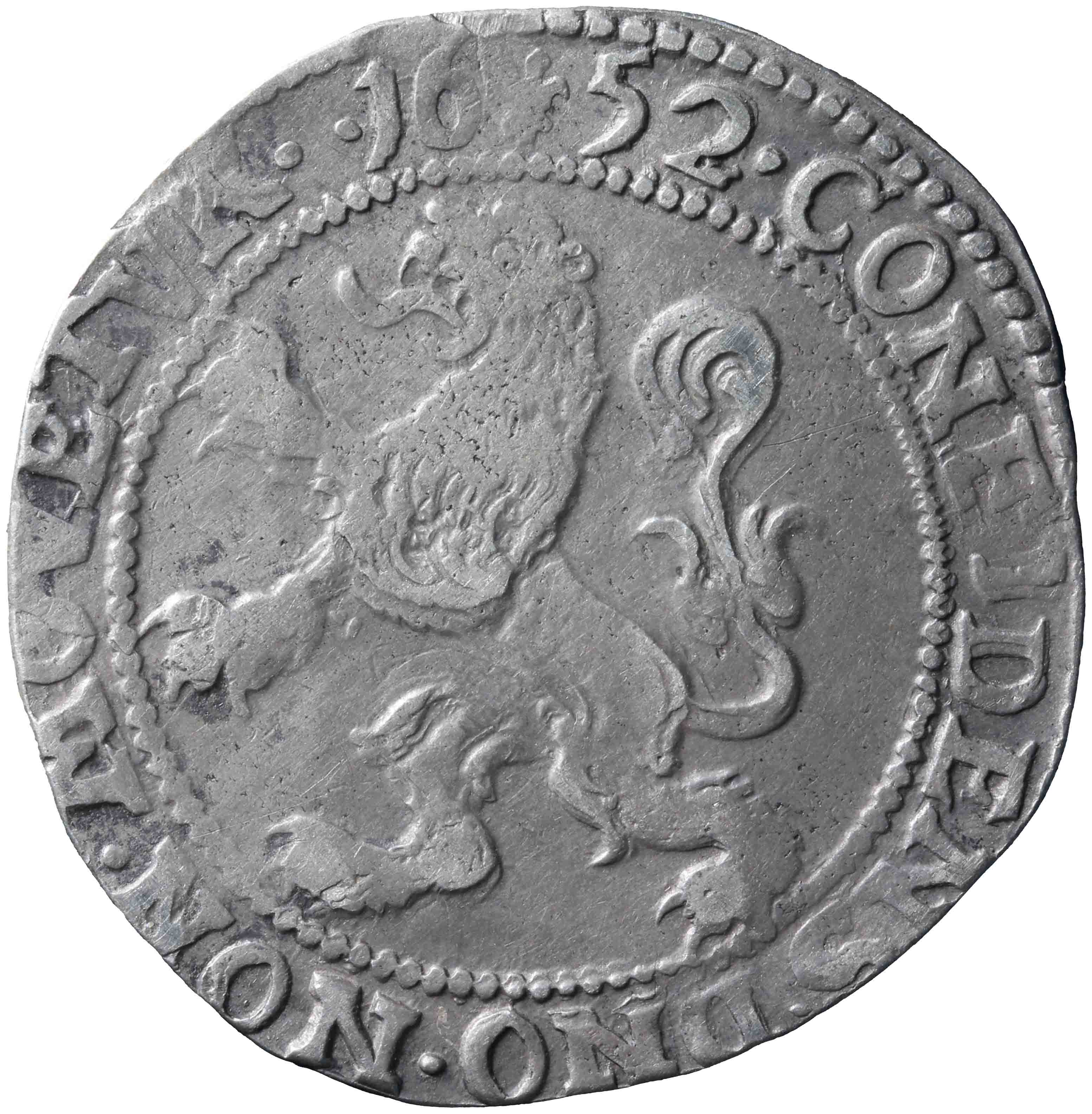 Afbeelding van de keerzijde. leeuwendaalder op Generaliteitsmuntvoet. Inventarisnummer:NM-01012