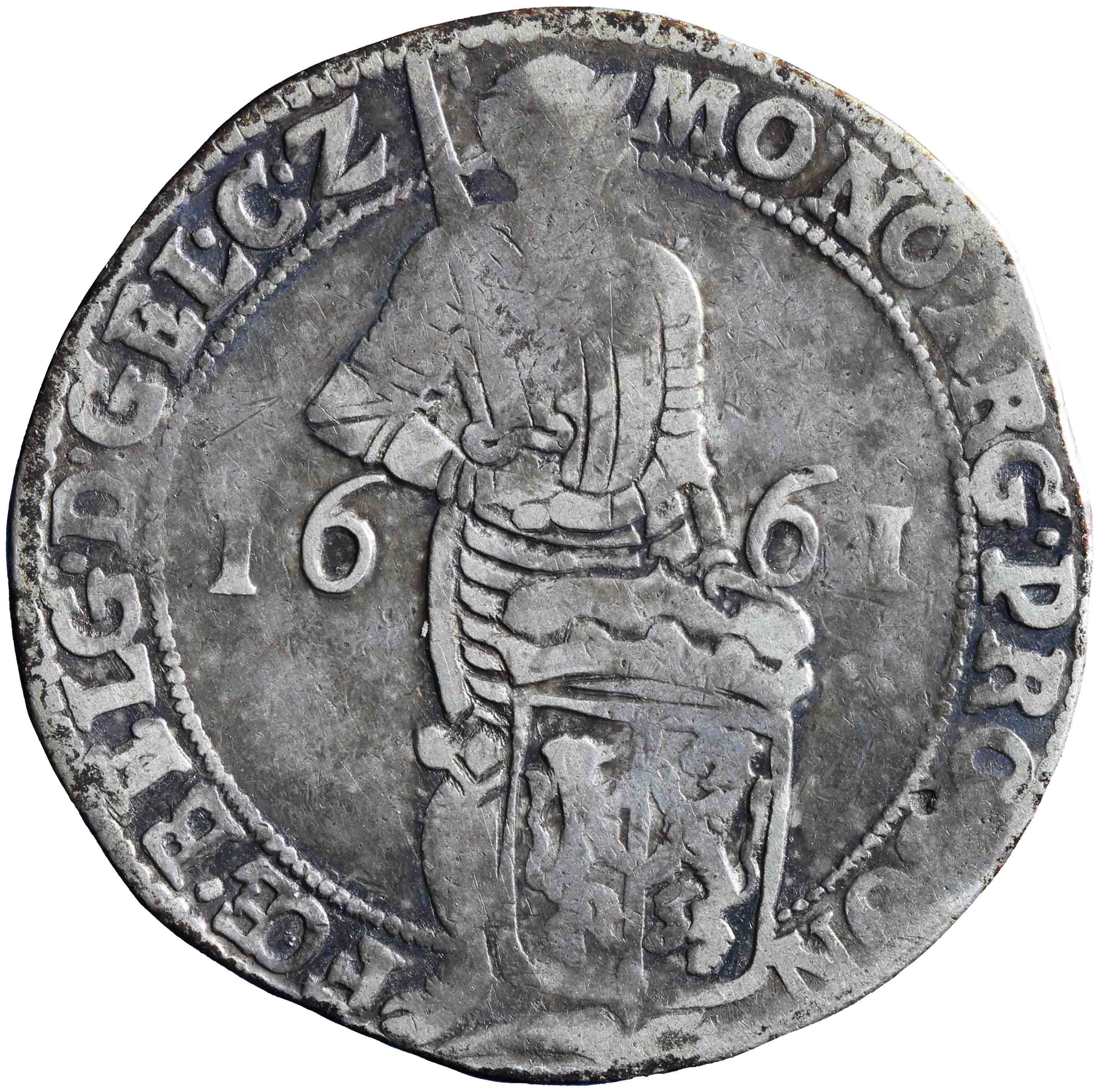 Afbeelding van de voorzijde. zilveren dukaat. Inventarisnummer:NM-01043