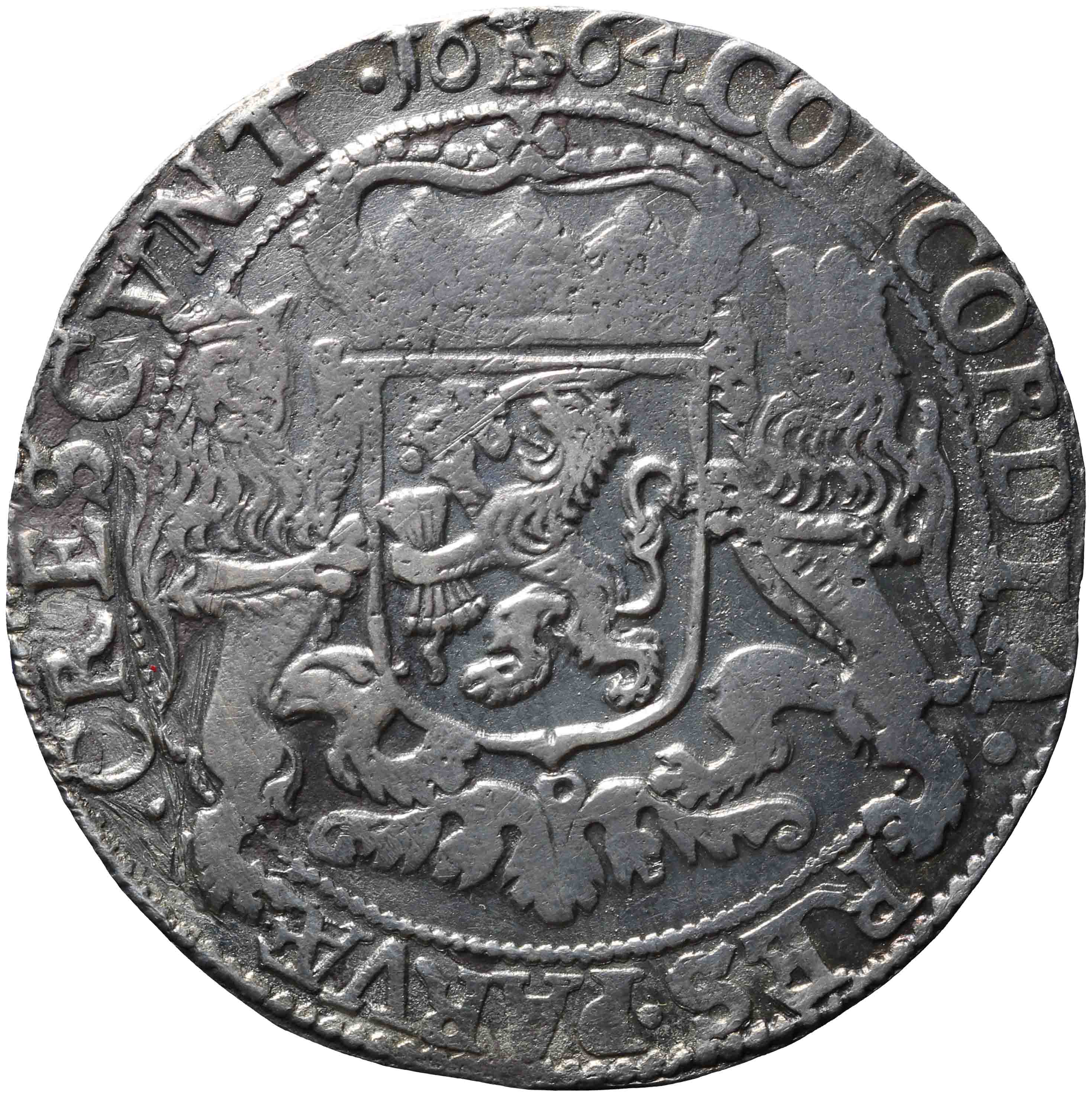 Afbeelding van de keerzijde. zilveren rijder of dukaton. Inventarisnummer:NM-01051