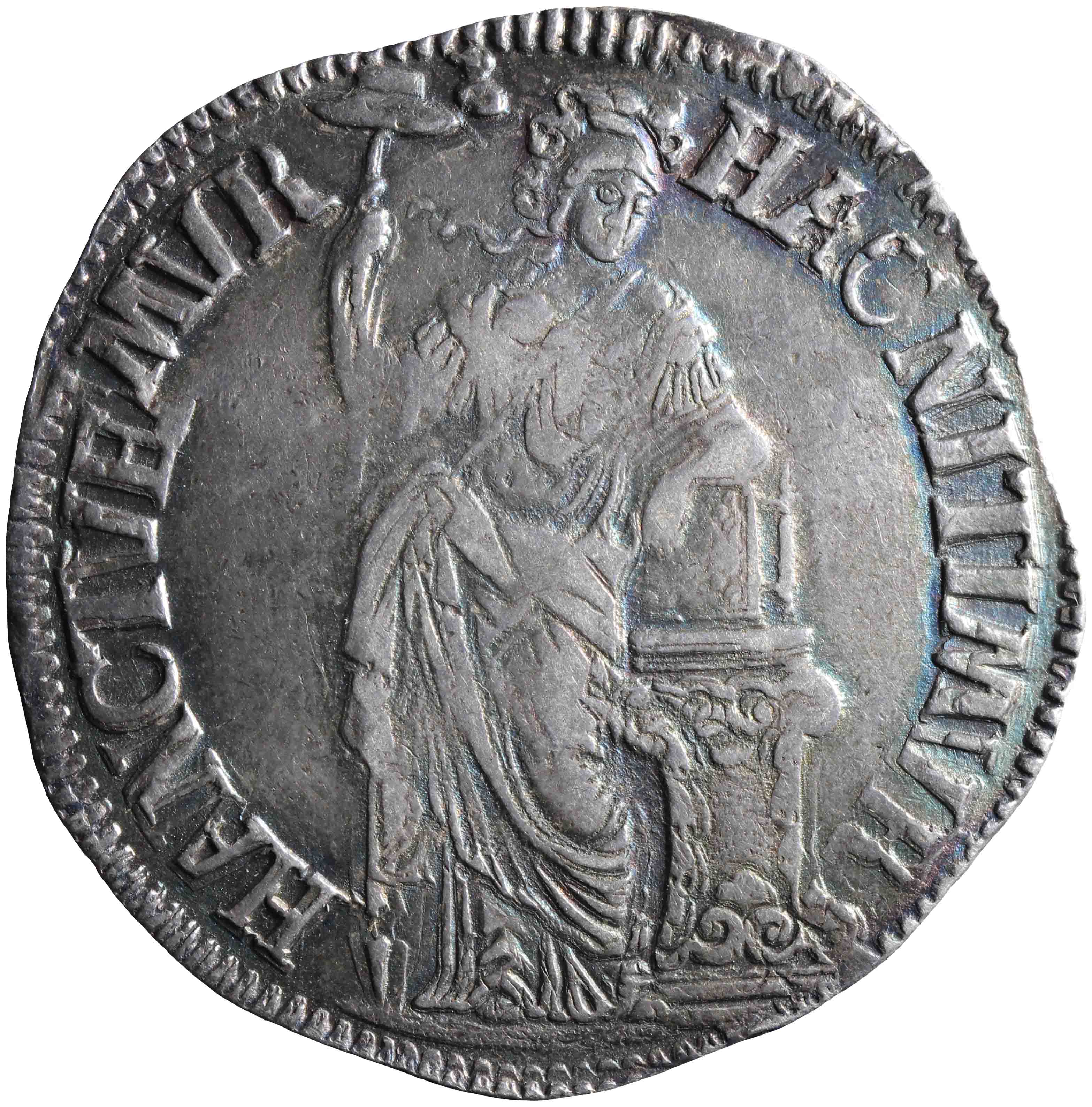 Afbeelding van de voorzijde. provinciale of staten driegulden. Inventarisnummer:NM-01093