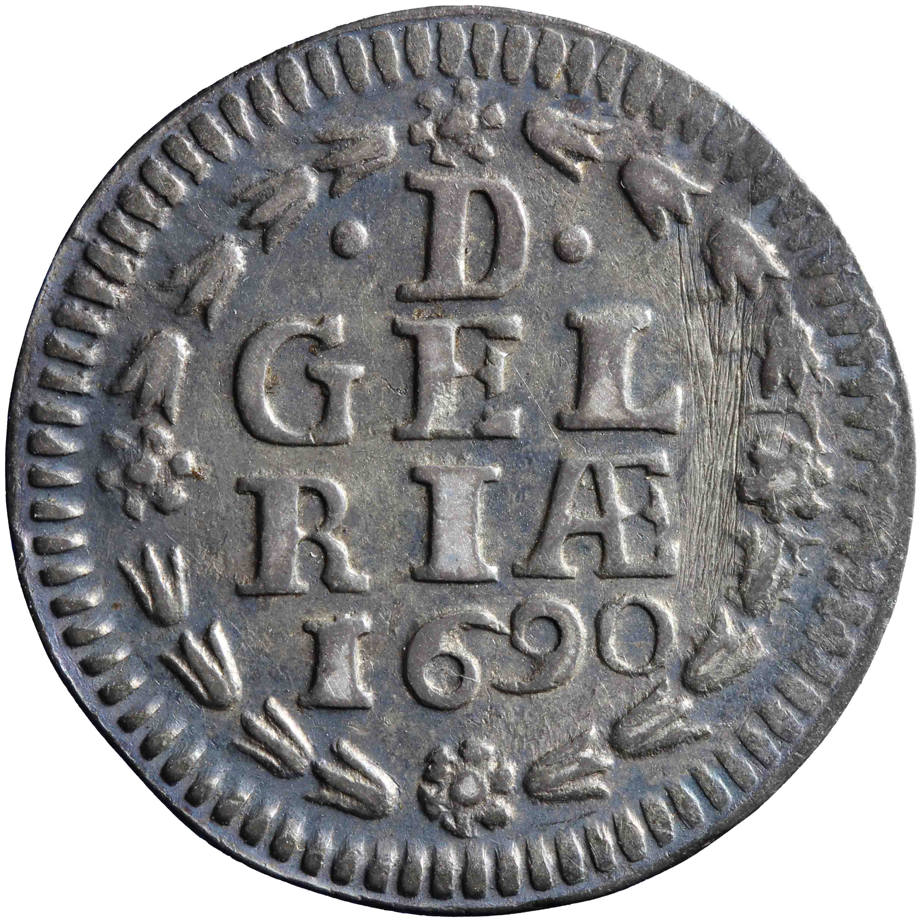 Afbeelding van de keerzijde. duit. Inventarisnummer:NM-01099