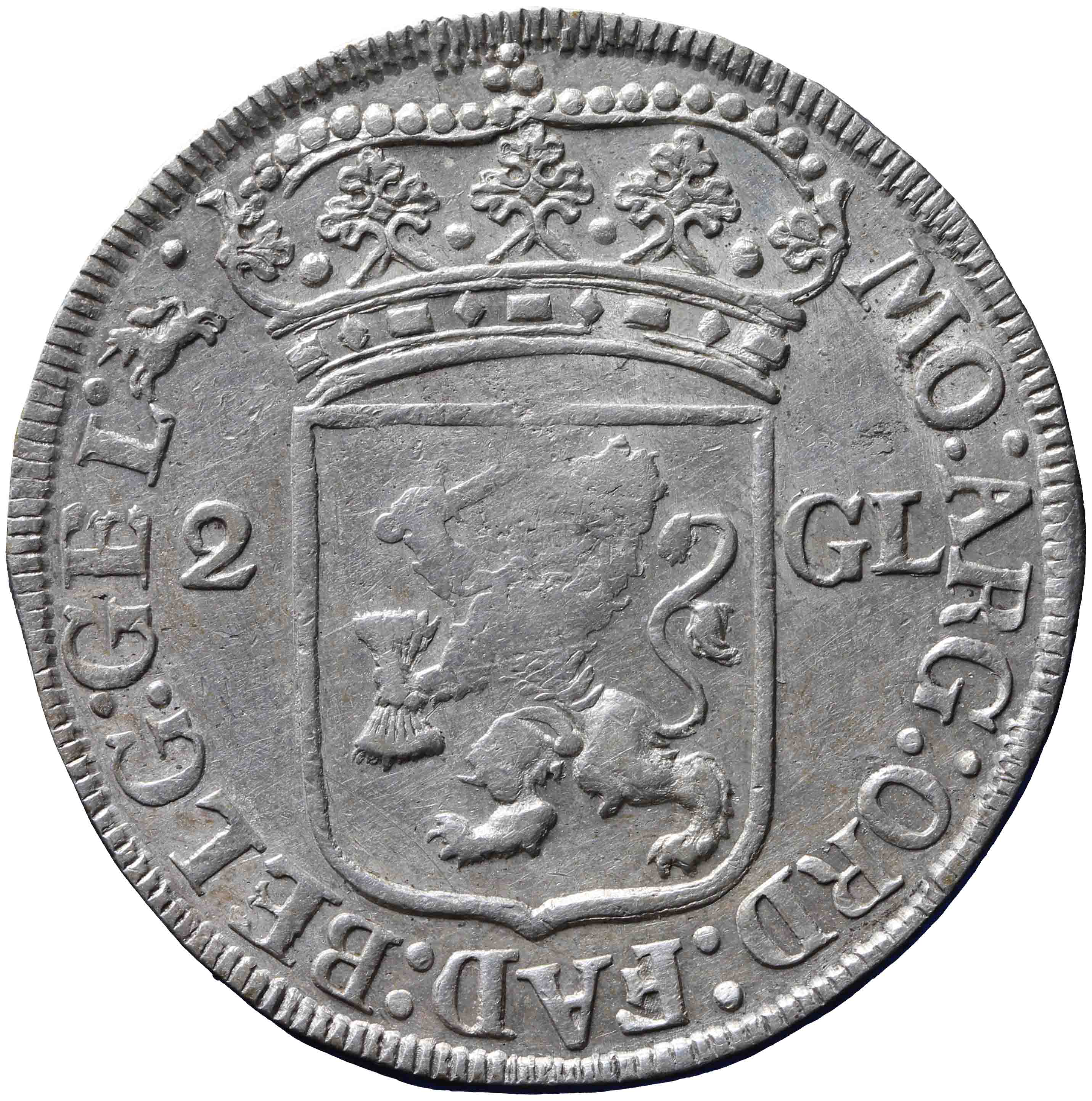 Afbeelding van de keerzijde. provinciale of staten  tweegulden. Inventarisnummer:NM-01114