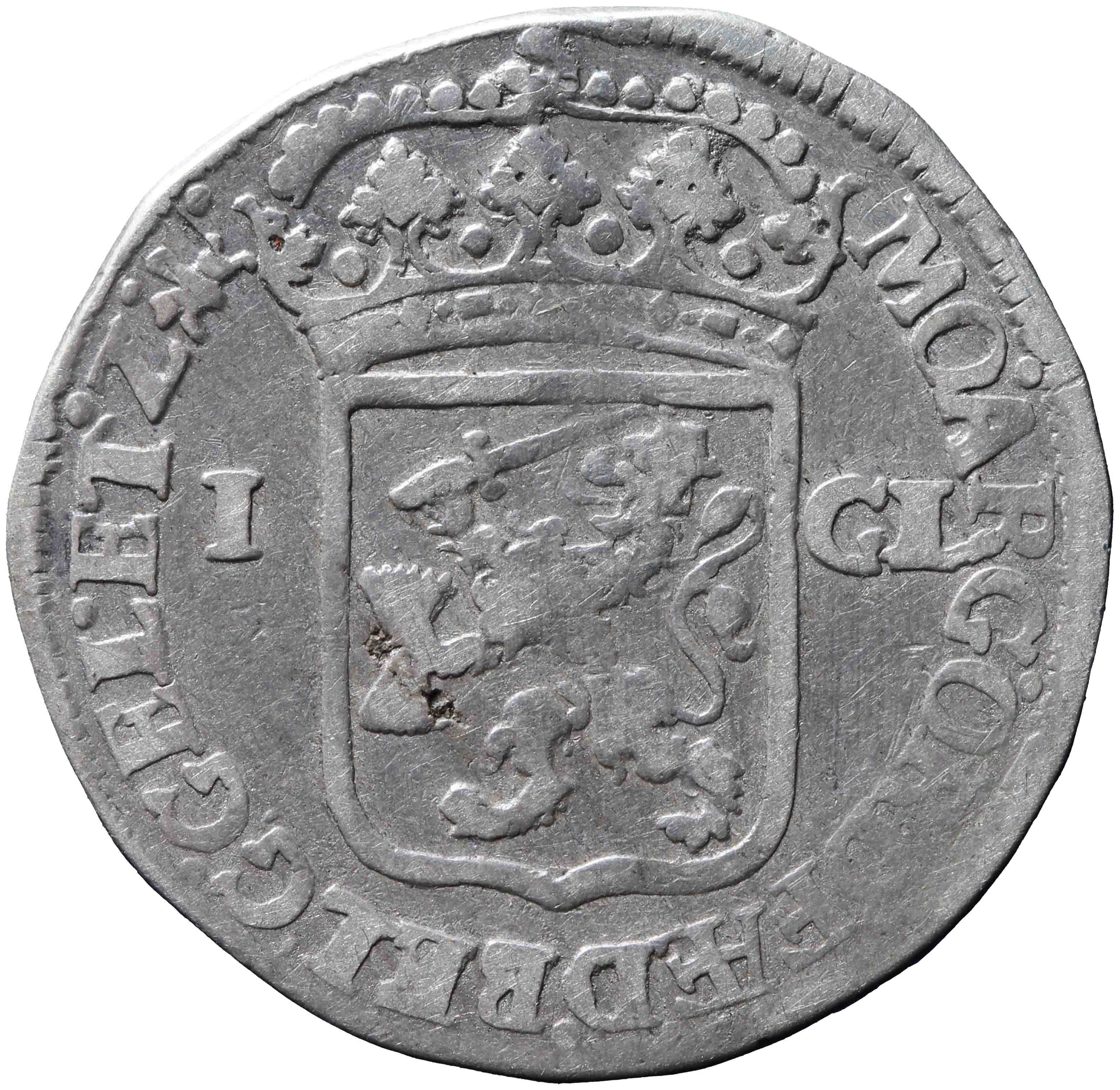 Afbeelding van de keerzijde. Generaliteitsgulden. Inventarisnummer:NM-01126