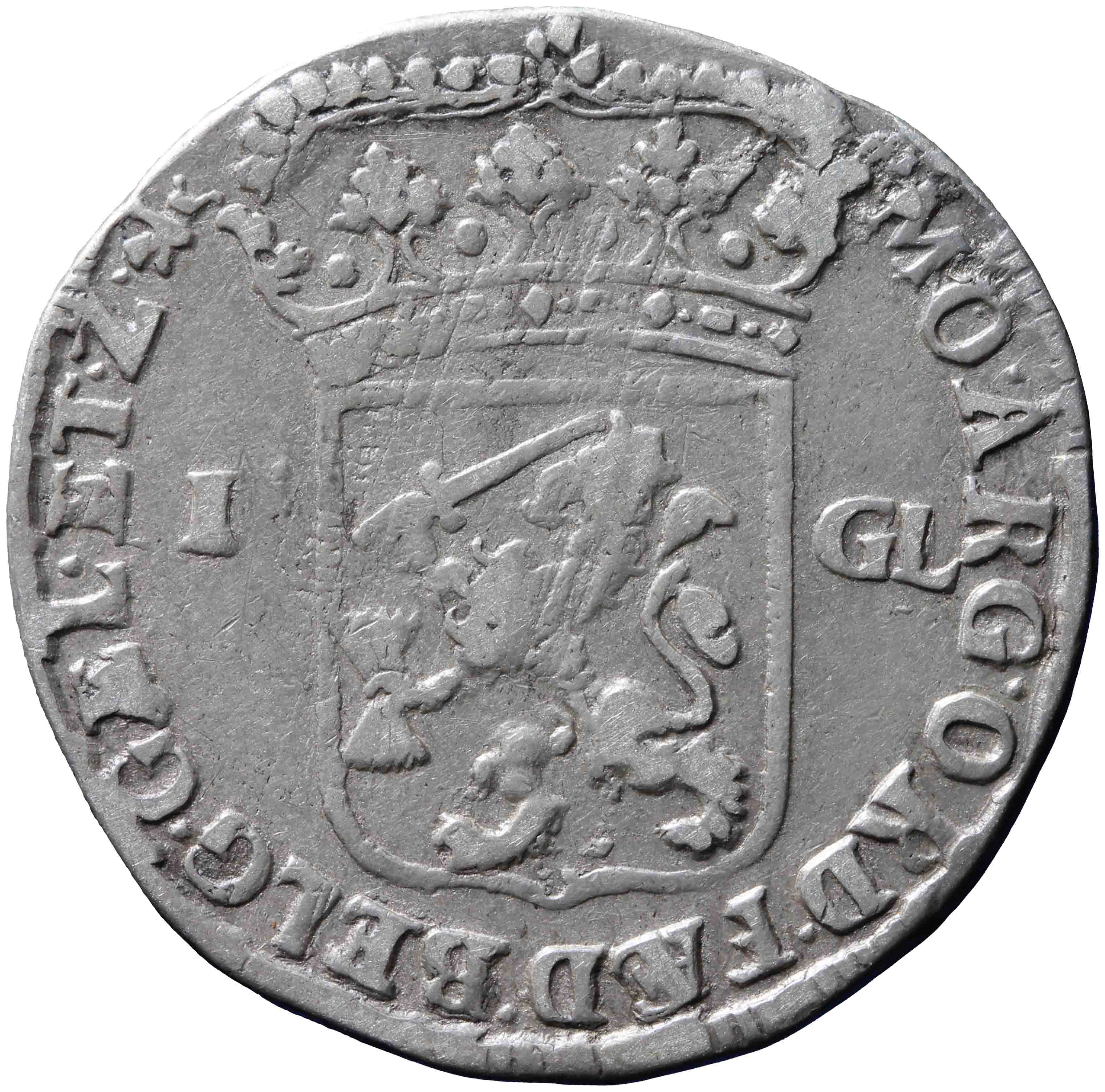 Afbeelding van de keerzijde. Generaliteitsgulden. Inventarisnummer:NM-01130