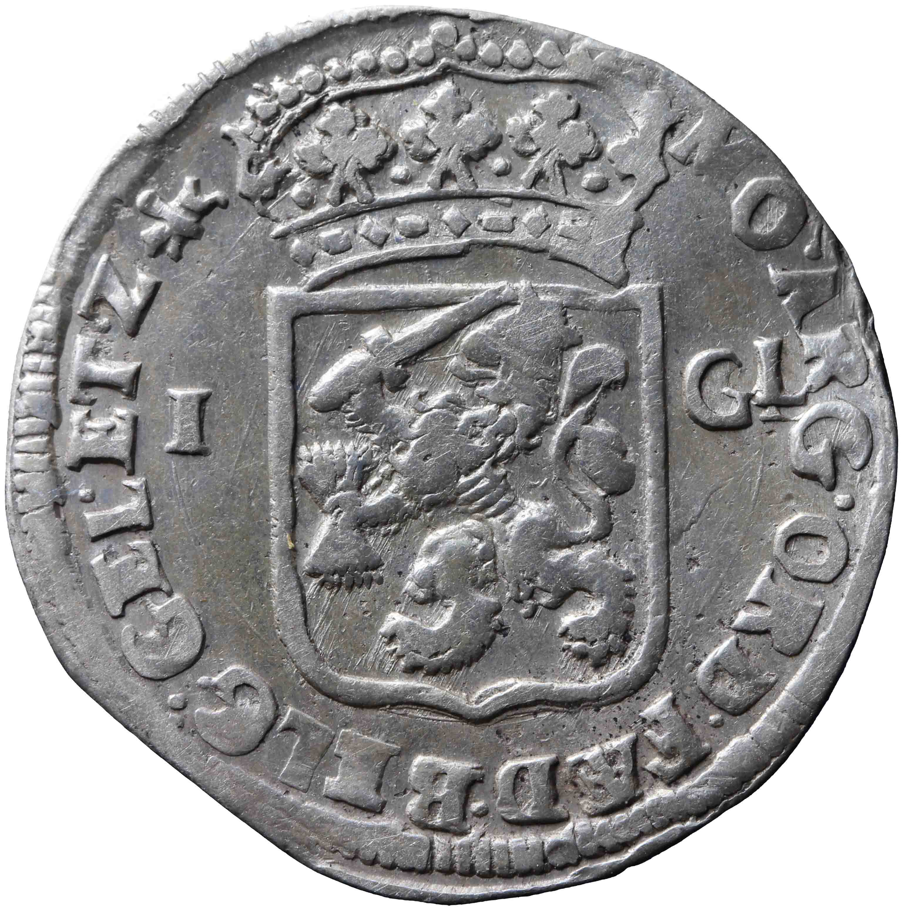 Afbeelding van de keerzijde. Generaliteitsgulden. Inventarisnummer:NM-01135