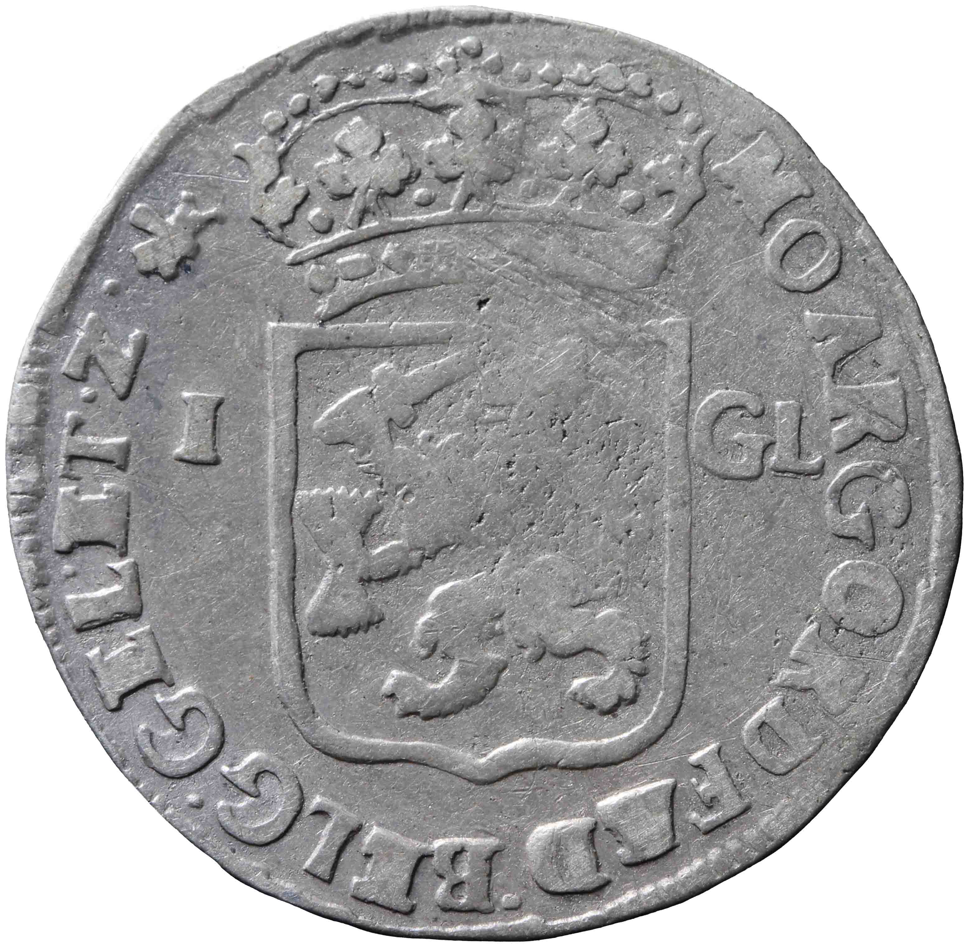 Afbeelding van de keerzijde. Generaliteitsgulden. Inventarisnummer:NM-01136