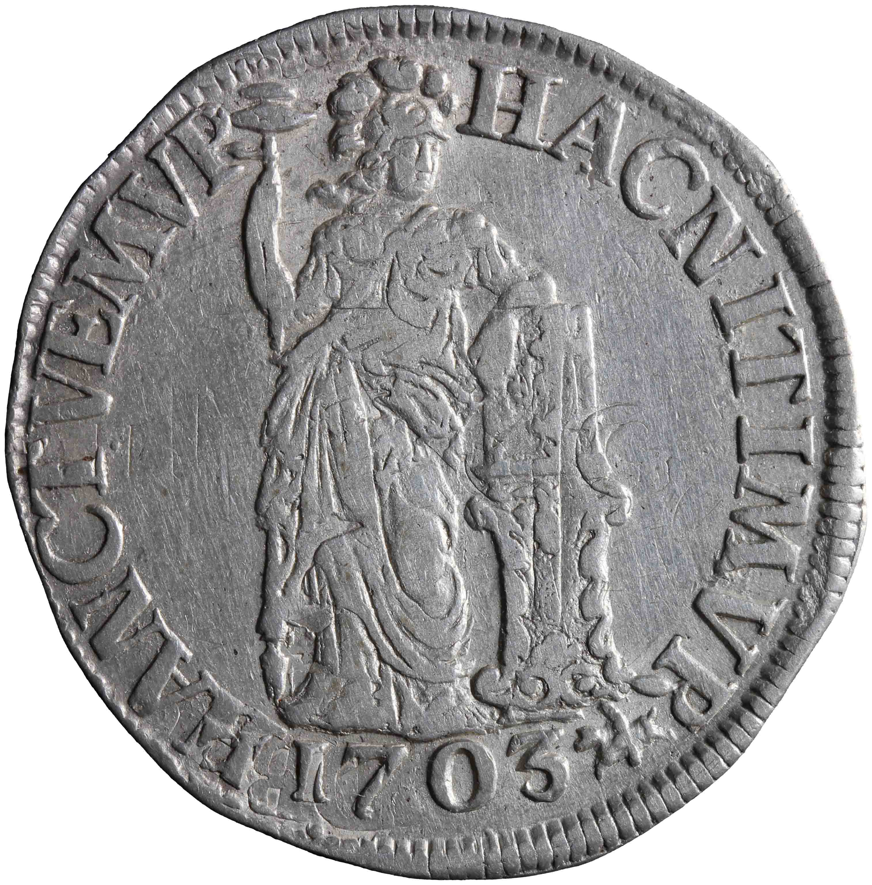 Afbeelding van de voorzijde. Generaliteitsgulden. Inventarisnummer:NM-01140