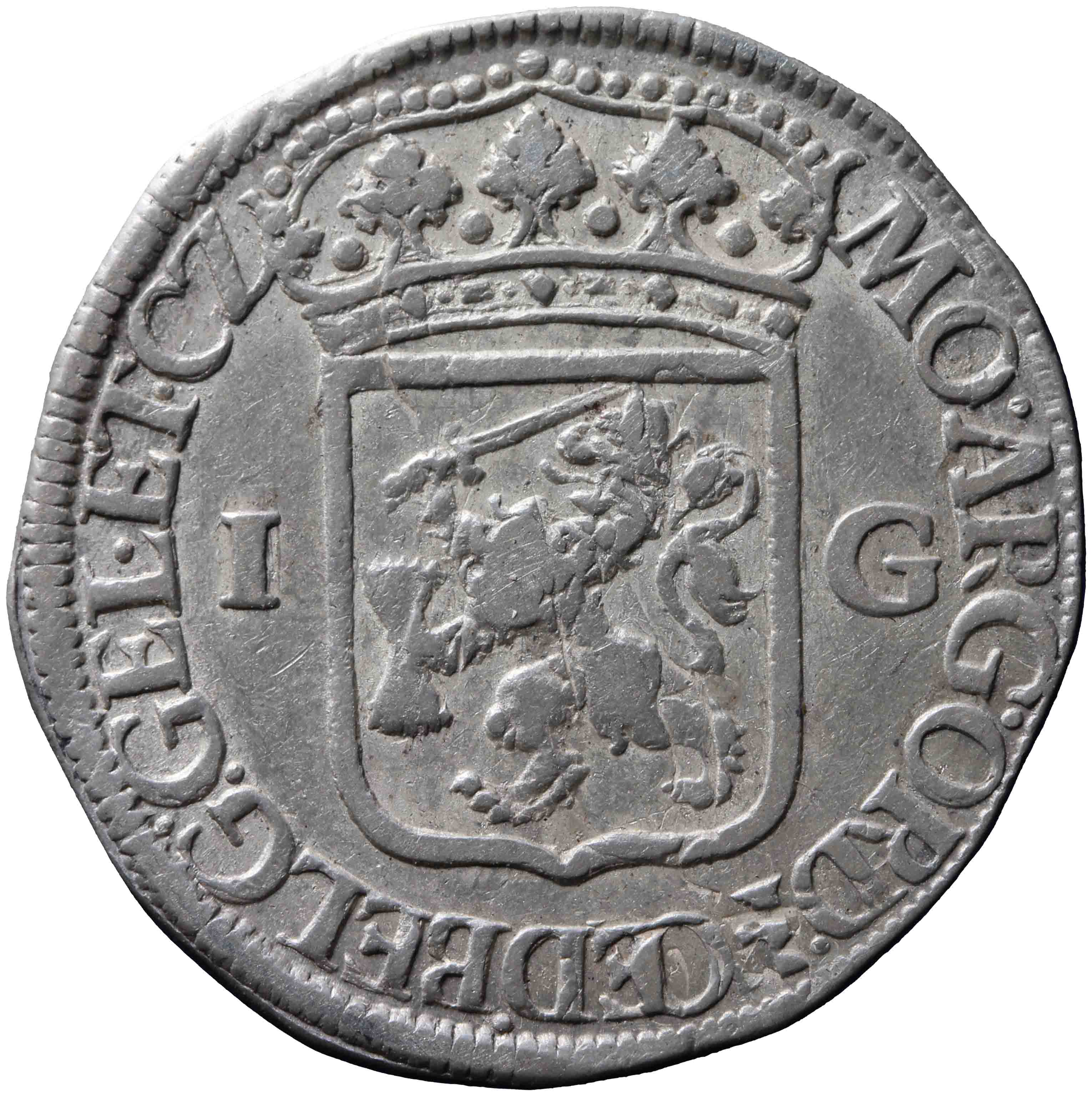 Afbeelding van de keerzijde. Generaliteitsgulden. Inventarisnummer:NM-01140