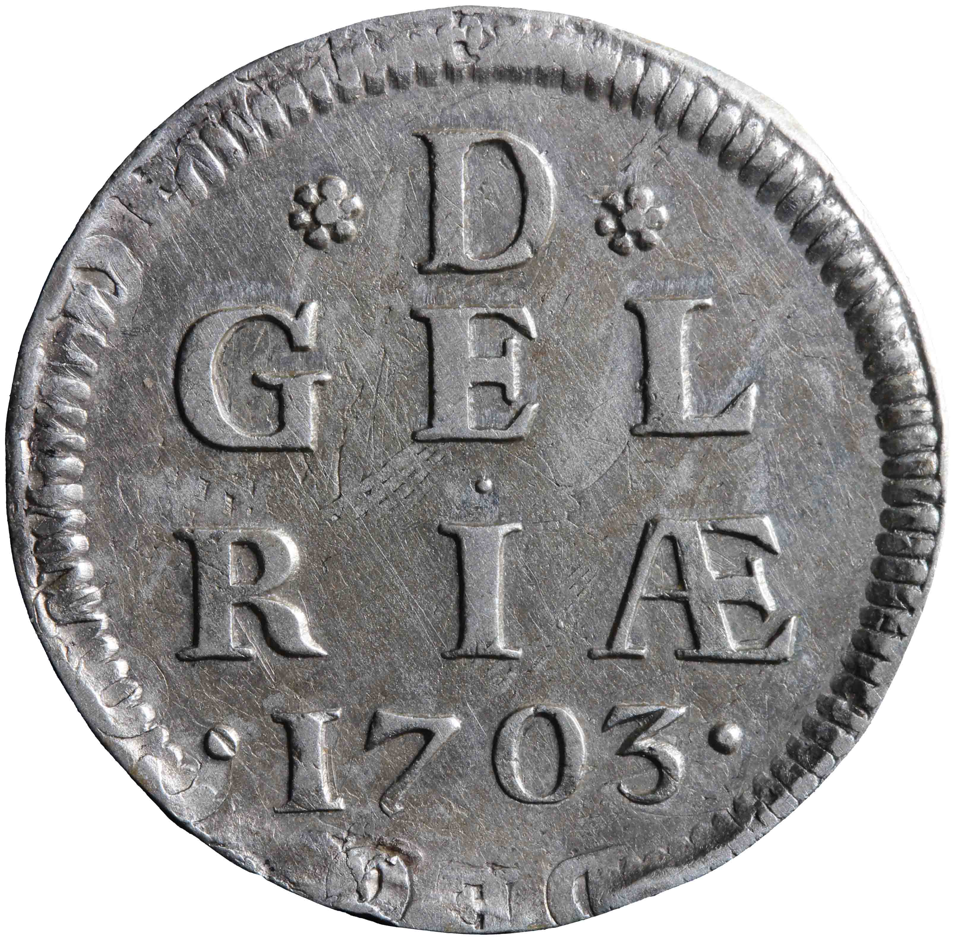 Afbeelding van de keerzijde. duit. Inventarisnummer:NM-01143