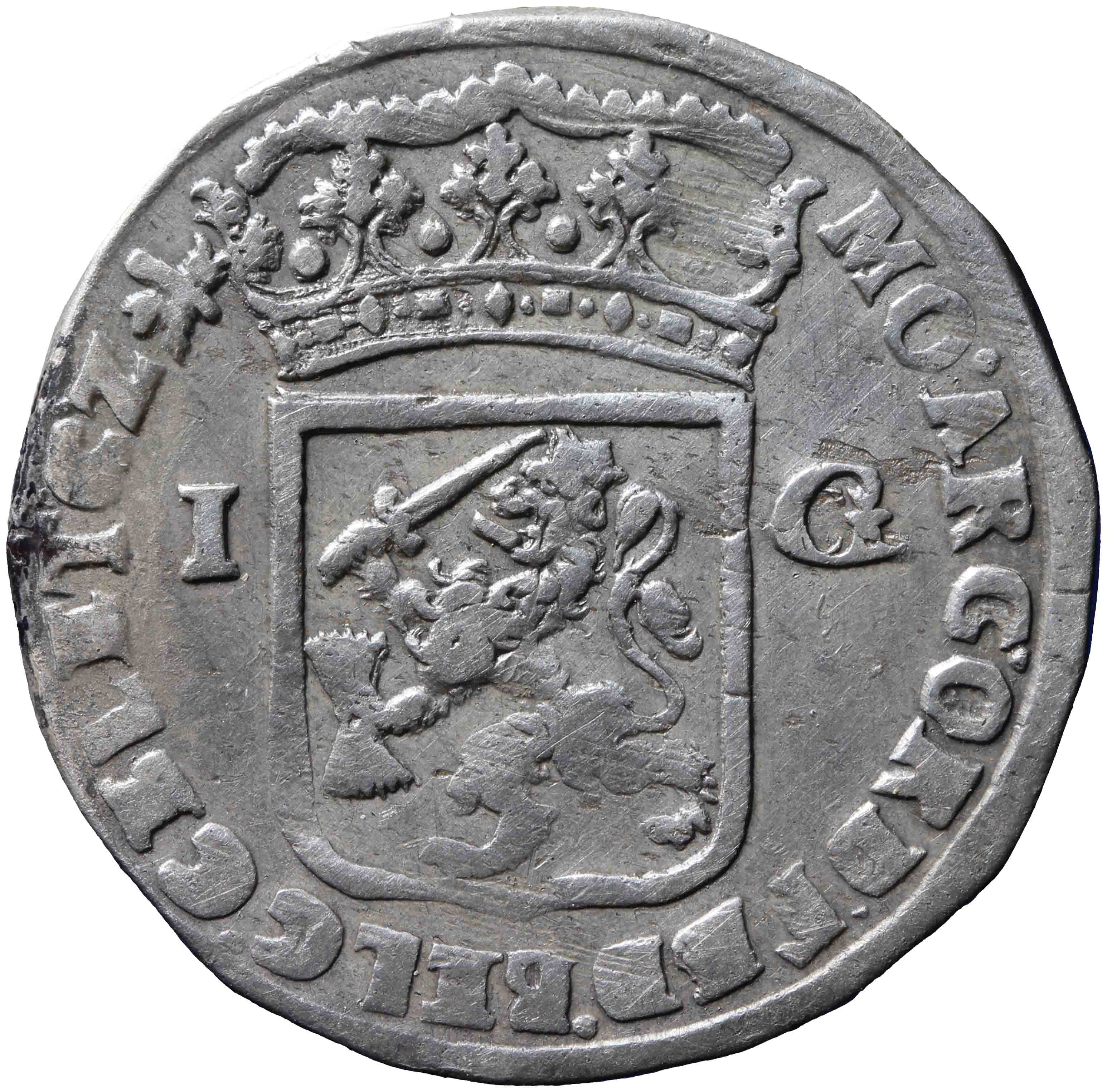 Afbeelding van de keerzijde. Generaliteitsgulden. Inventarisnummer:NM-01145