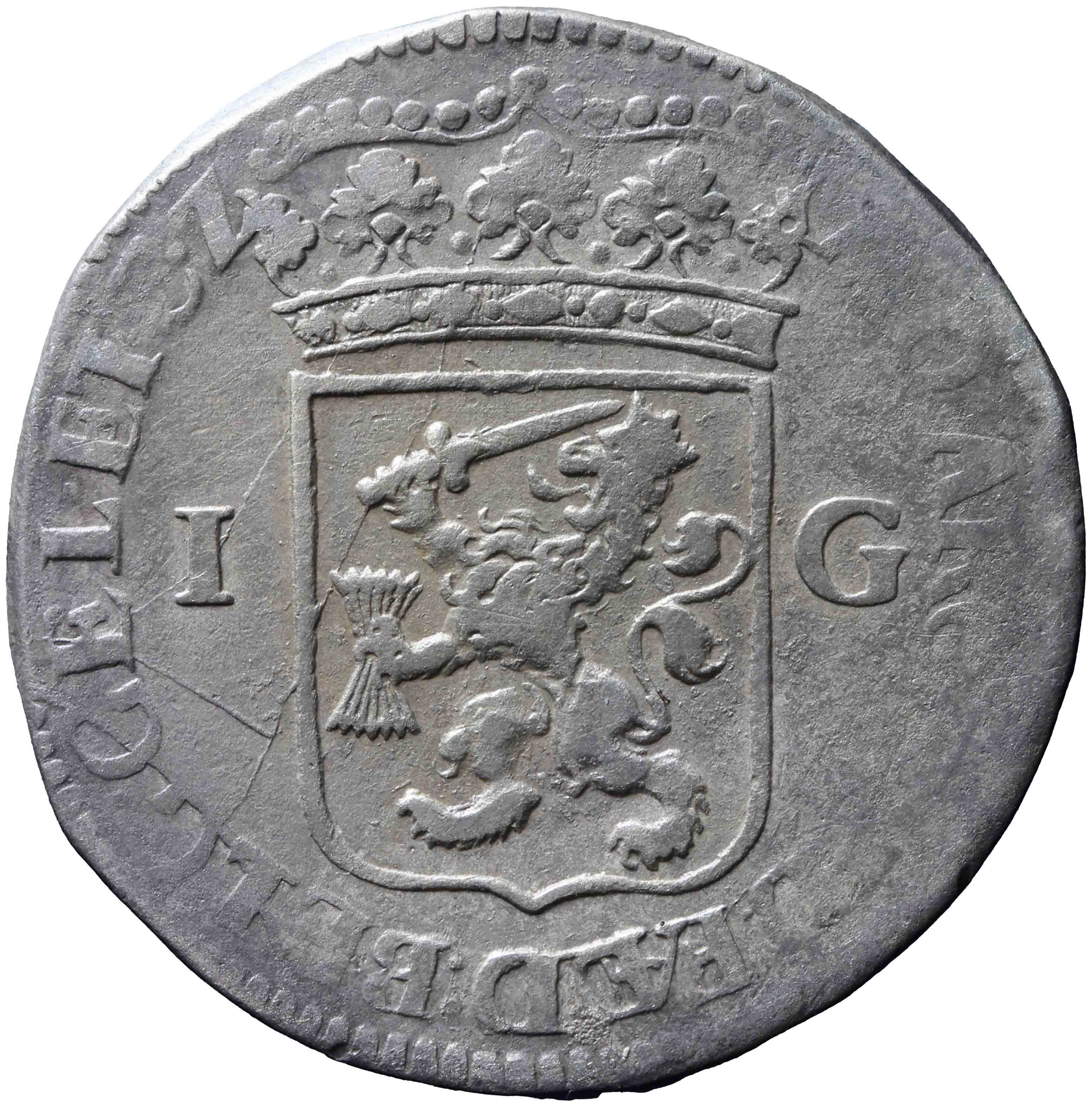 Afbeelding van de keerzijde. Generaliteitsgulden. Inventarisnummer:NM-01150